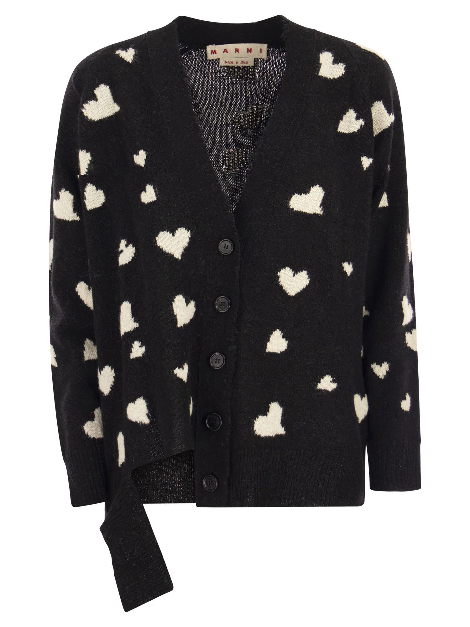 image of Marni O1W1Db10524 Wool Cardigan In Black, Women's (Size XL)