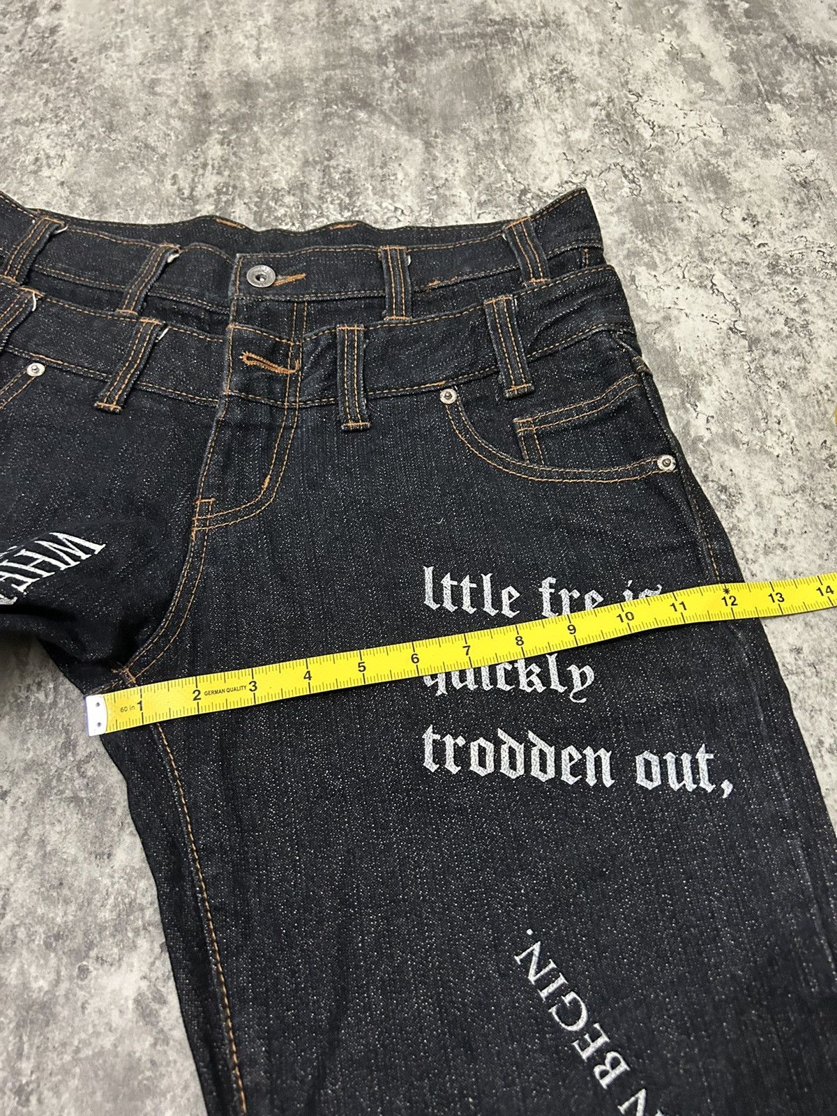 JNCO Japanese Skull Poem Y2k Doublle Waist Short Pants Size US 32 / EU 48 - 13 Thumbnail