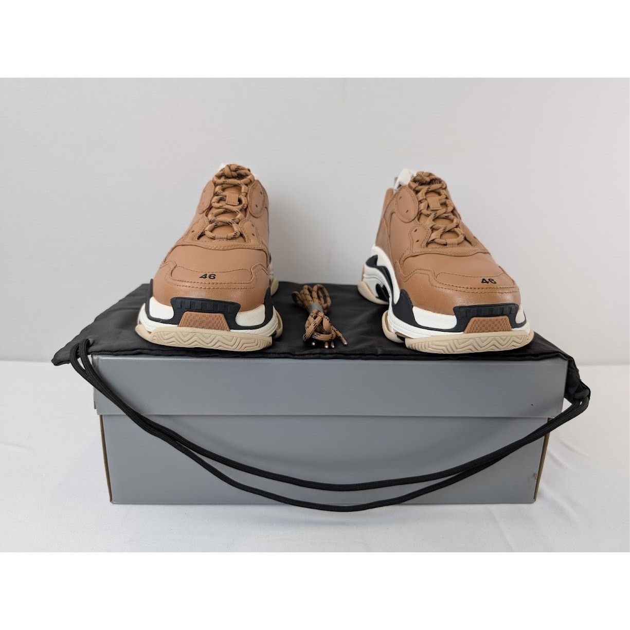 Balenciaga o1rshd1 Triple S Logo Type Sneakers in Nude Beige/Sand Size US 13 / EU 46 - 15 Thumbnail
