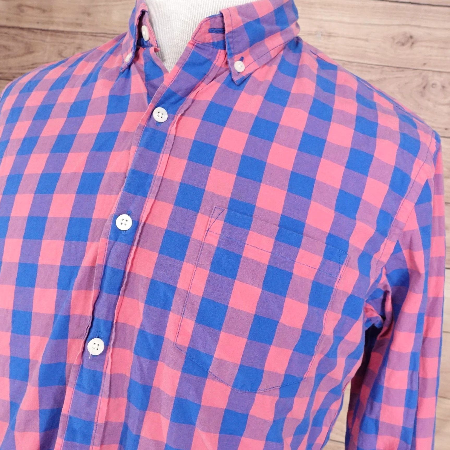 J.Crew J.Crew Shirt Mens Large Pink Blue Check Slim Fit Long Sleeve Button-Down Casual Size US L / EU 52-54 / 3 - 2 Thumbnail