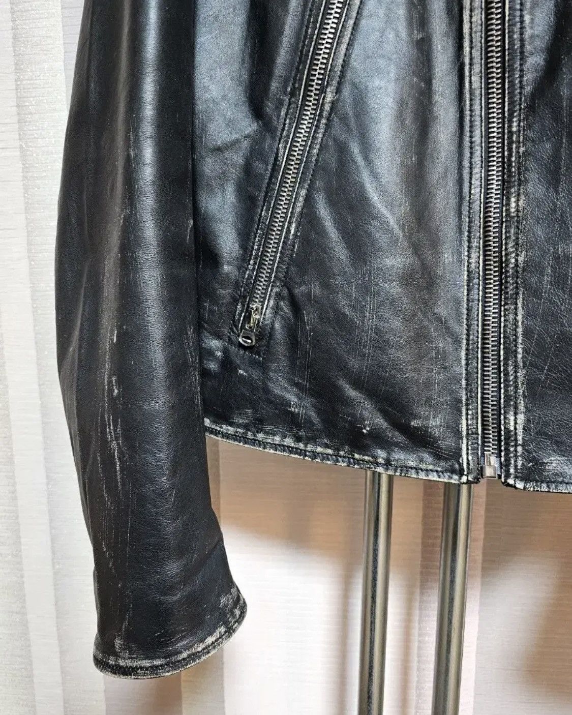 Maison Margiela Maison Margiela MM6 5zip Leather Jacket (Washed) Size US S / EU 44-46 / 1 - 5 Thumbnail