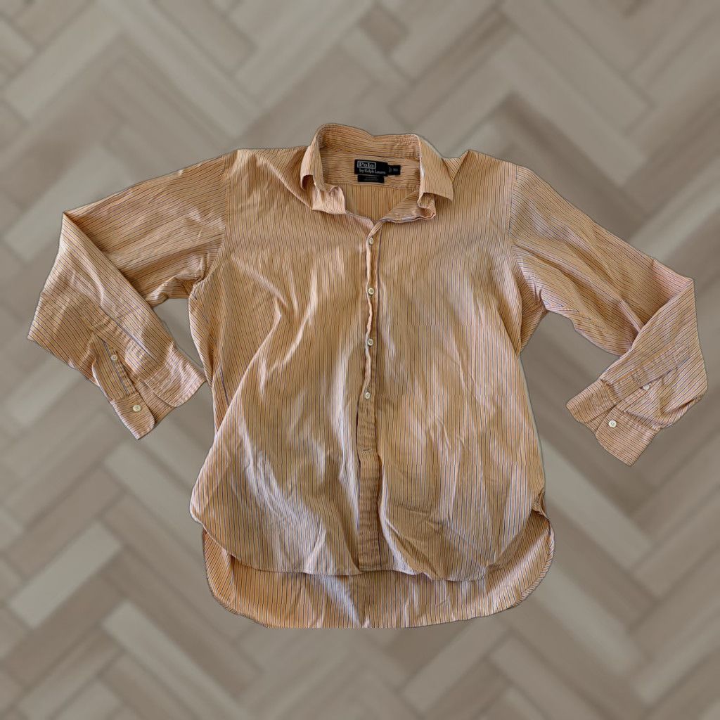 Polo Ralph Lauren Polo Ralph Lauren Striped Long Sleeve Shirt Mens 16 1/2 Orange Dress Shirt Button Front Size US L / EU 52-54 / 3 - 1 Thumbnail