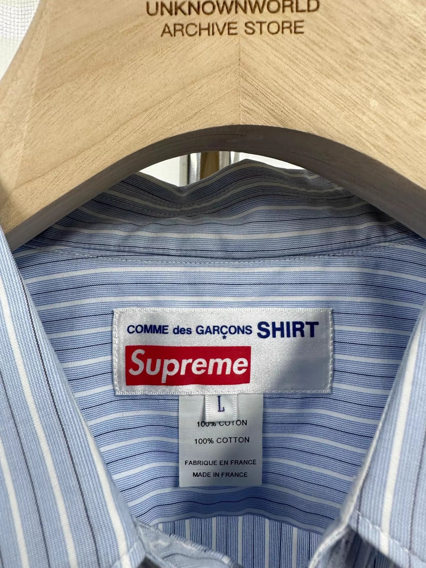 Supreme Supreme x CdG Initial Striped Shirt L (New) Size US L / EU 52-54 / 3 - 2 Thumbnail