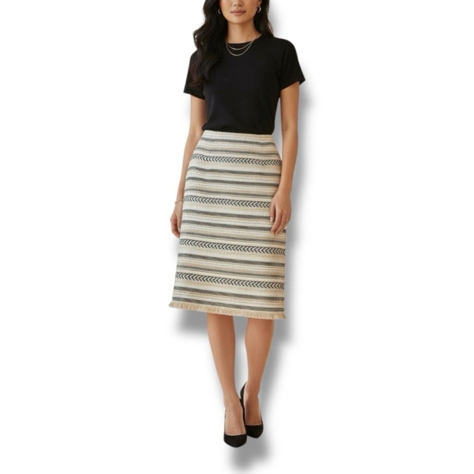 Tory Burch Tory Burch Jacquard midi skirt in wool blend with fringe Size 28" / US 6 / IT 42 - 1 Thumbnail