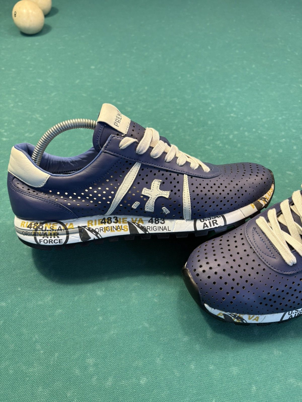 Premiata PREMIATA Lucy Lacer Men's Blue Perforated Leather Sneakers Size US 8 / EU 41 - 9 Thumbnail
