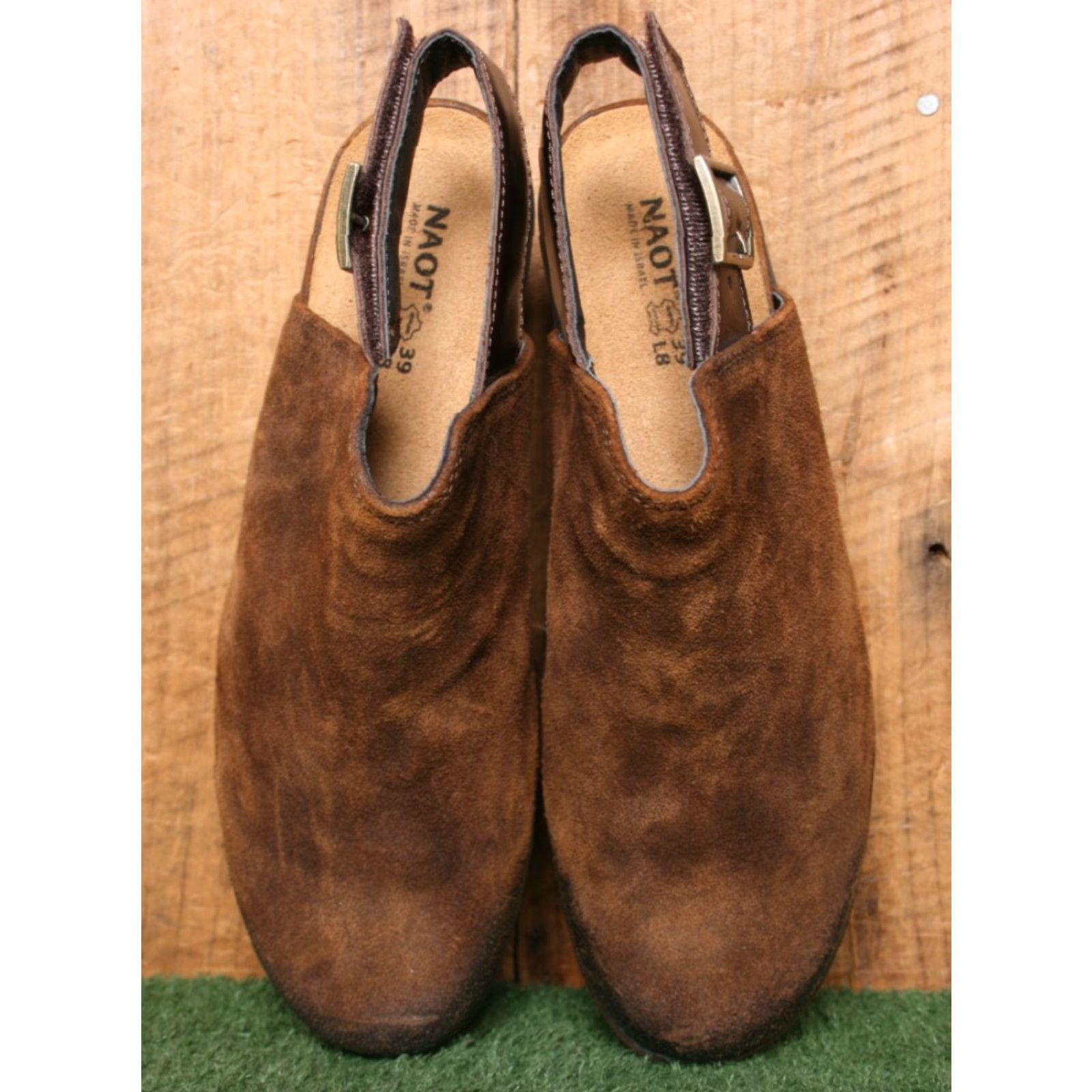 Vintage NAOT Upgrade Brown Burnished Suede Block Heel Slingback Mules US 9 EUR 40 Women Hesl? Size US 9 / IT 39 - 4 Thumbnail