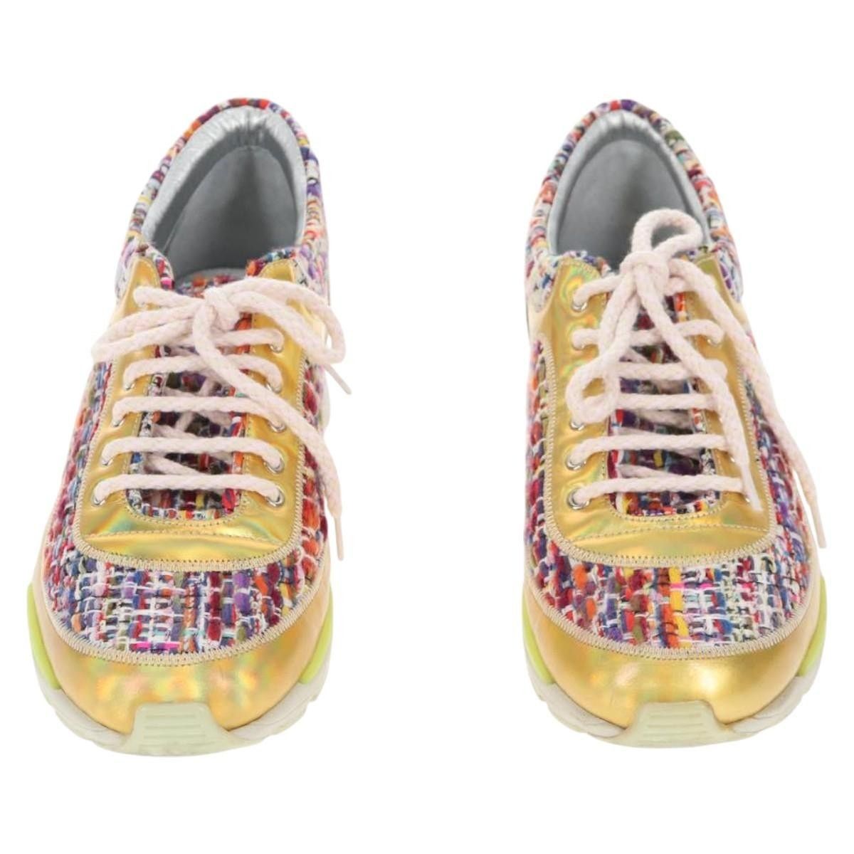Chanel Chanel Sneakers Tweed Multicolor CC Size US 8.5 / IT 38.5 - 2 Thumbnail