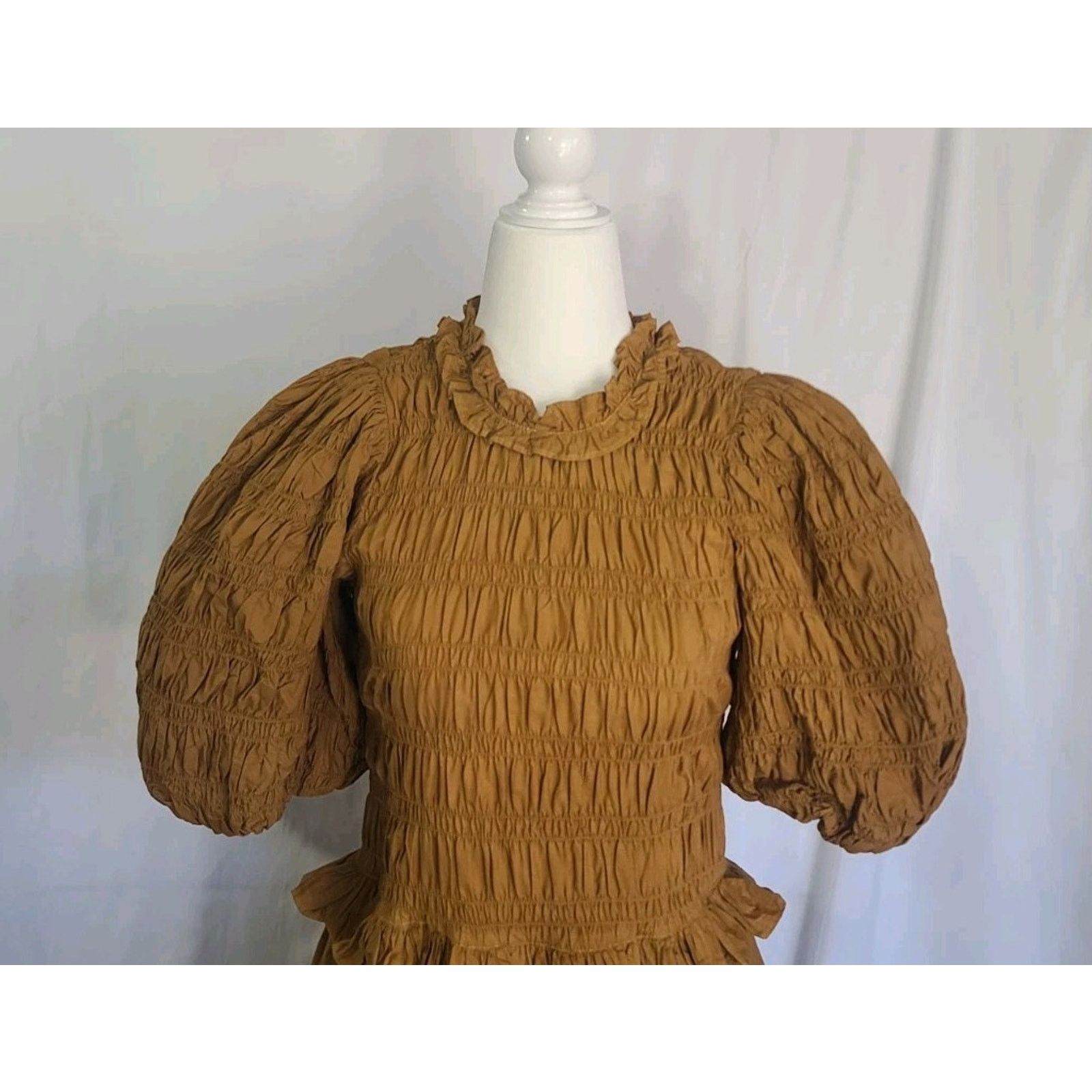 Sea New York Sea New York Rene Smocked Bronze Tiered Midi Dress US 0 Size XS / US 0-2 / IT 36-38 - 4 Thumbnail