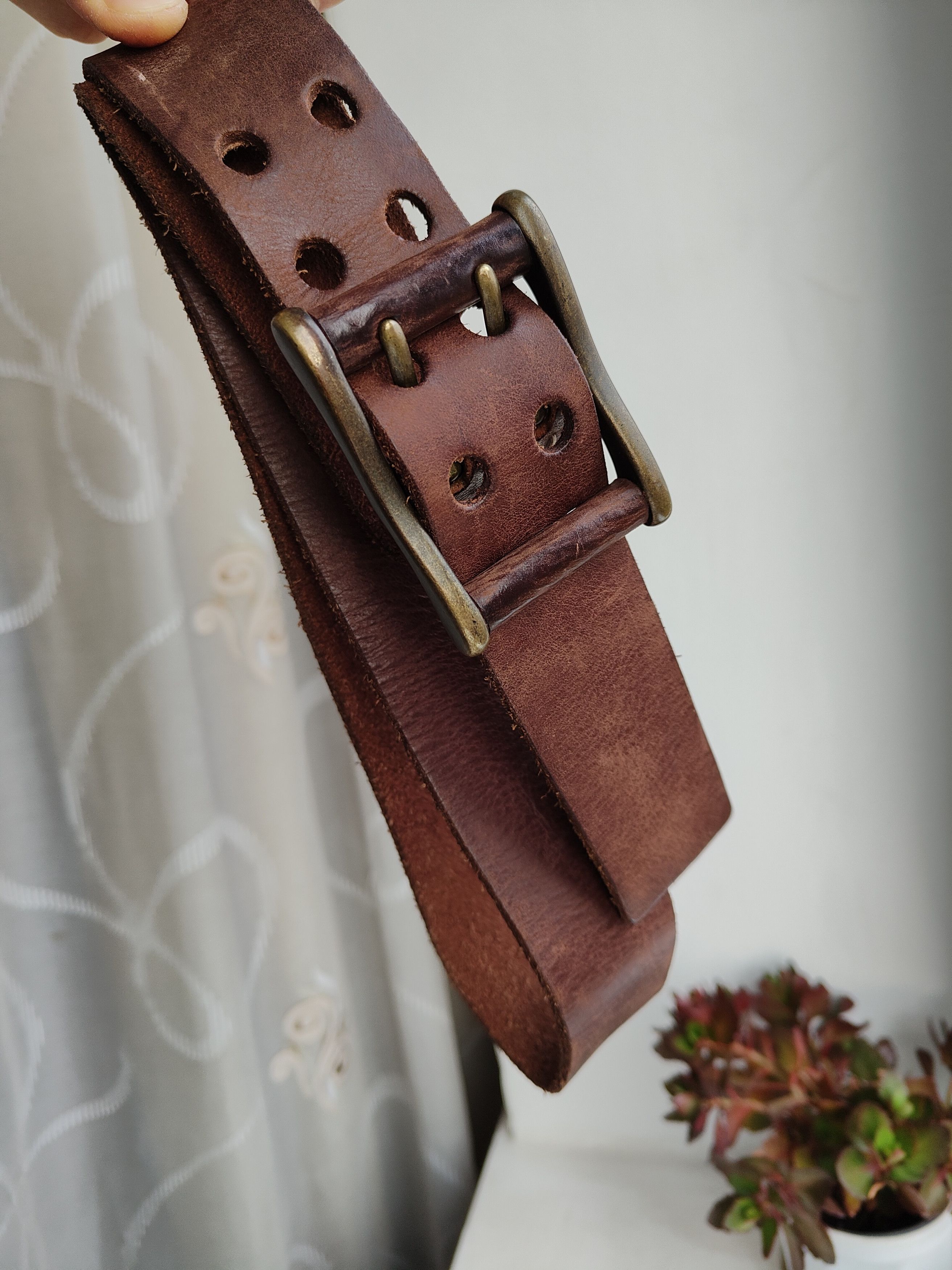 Linea Vintage Leather Belt Linea Pelle Genuine Leather Men's Belt Size ONE SIZE - 4 Thumbnail