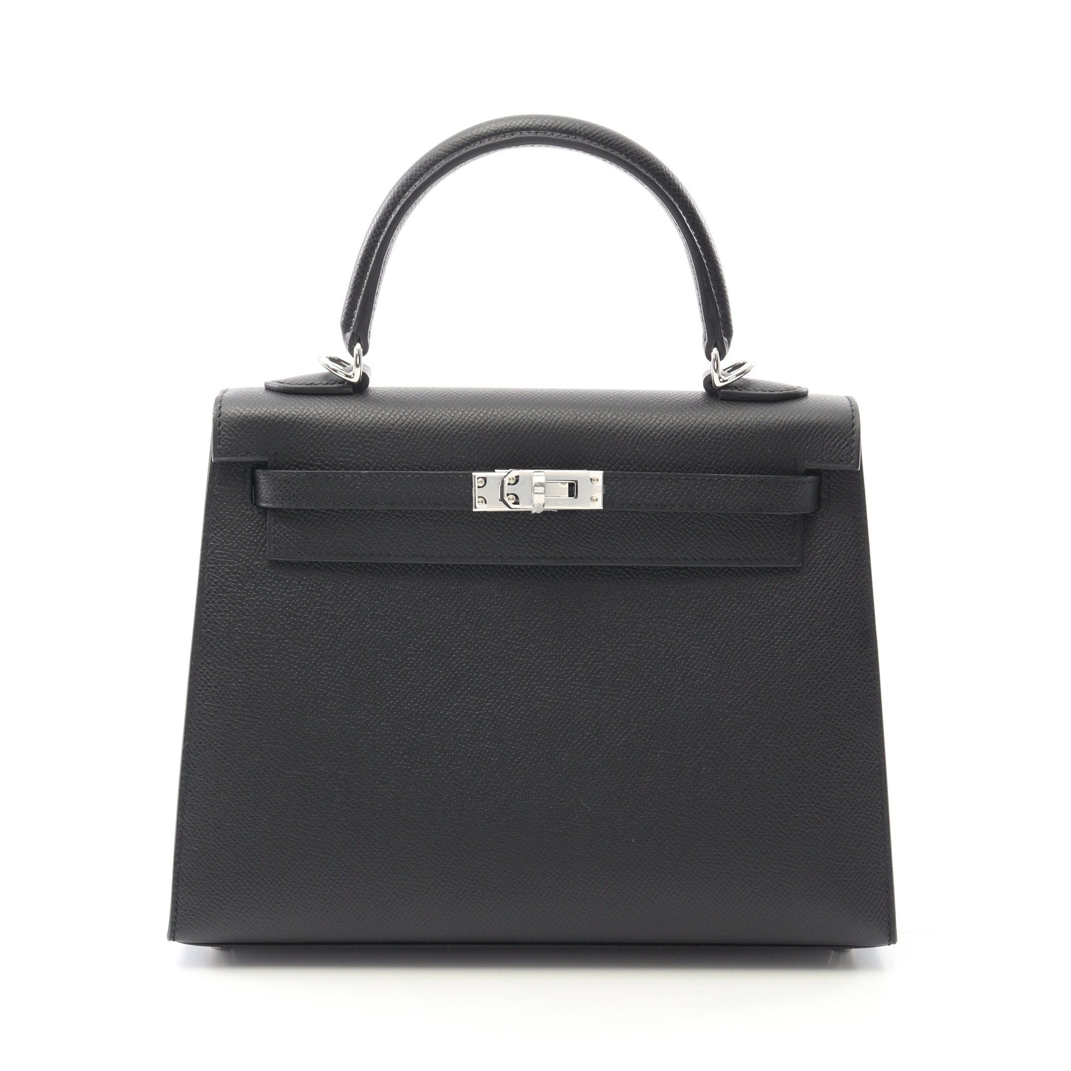 Hermes Hermes Kelly 25 Handbag Veau Epsom Black Silver Hardware Outside Sewing K Stamp Size ONE SIZE - 1 Thumbnail