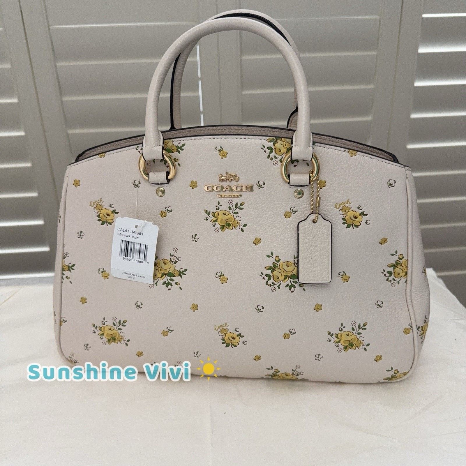 Coach NWT Coach Savannah Carryall Bag Floral Leather CAL41 Chalk Size ONE SIZE - 1 Thumbnail