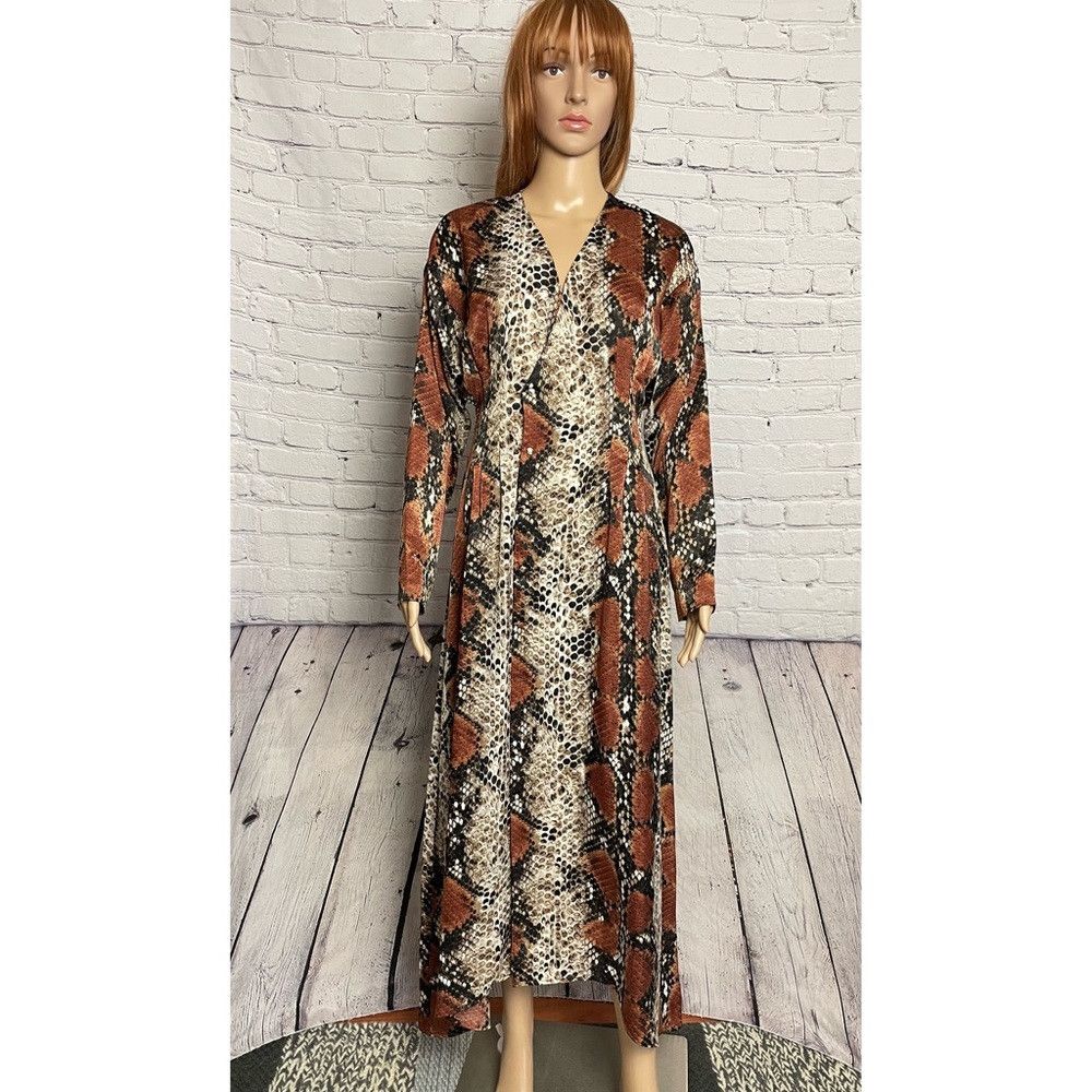 Mango NWT New $99 Mango MNG Snake Print Gown Midi Dress Size S Size S / US 4 / IT 40 - 3 Thumbnail
