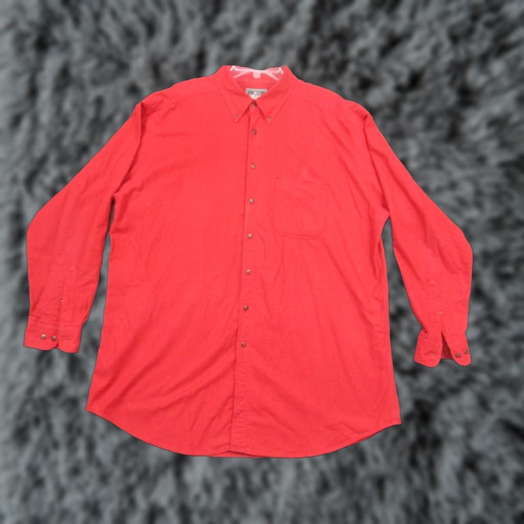 Vintage VINTAGE Woolrich Shirt Mens 2XL Red Long Sleeve 100% Cotton Made USA Button-Down Collar, Pocket, Solid, Button-Up, Utility: Classic 80s Size US XXL / EU 58 / 5 - 1 Thumbnail