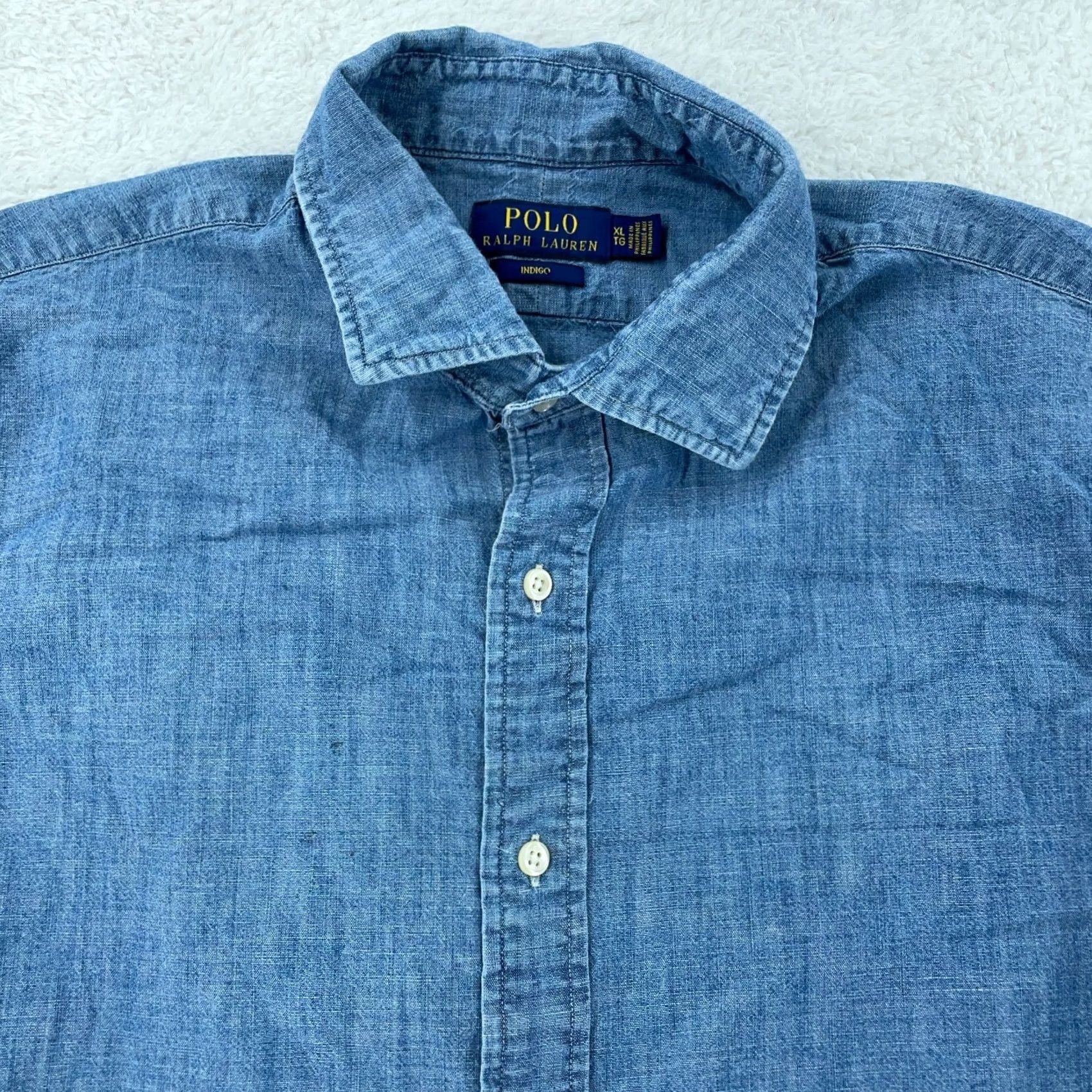 Polo Ralph Lauren Polo Ralph Lauren Shirt Mens XL Blue Indigo Denim Long Sleeve Collared Button Up Size US XL / EU 56 / 4 - 2 Thumbnail