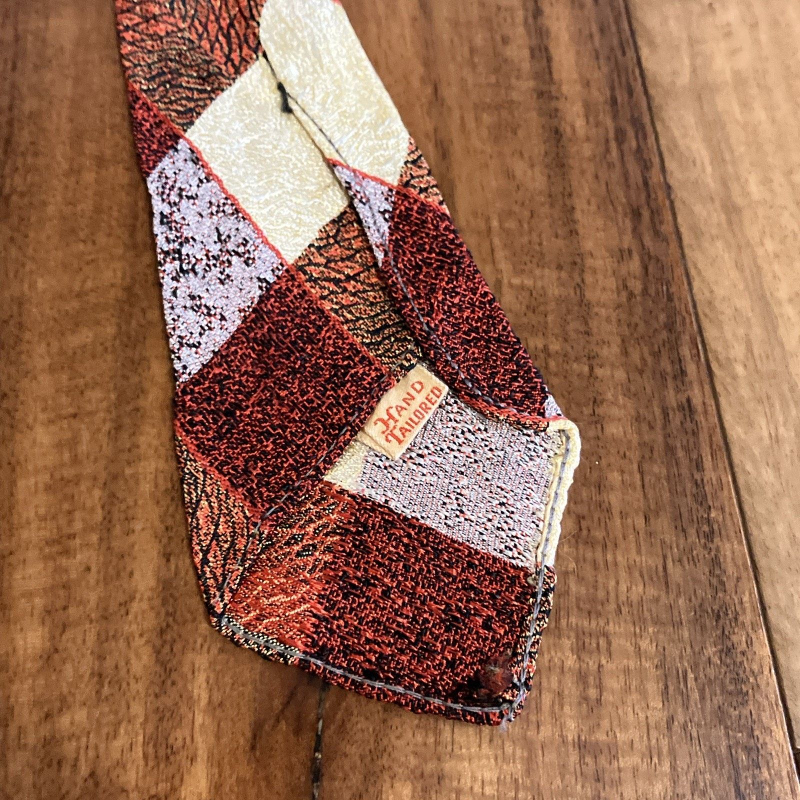 Handmade 1930s Necktie Checkered Swing Tie Art Deco Single Stitch Size ONE SIZE - 21 Thumbnail