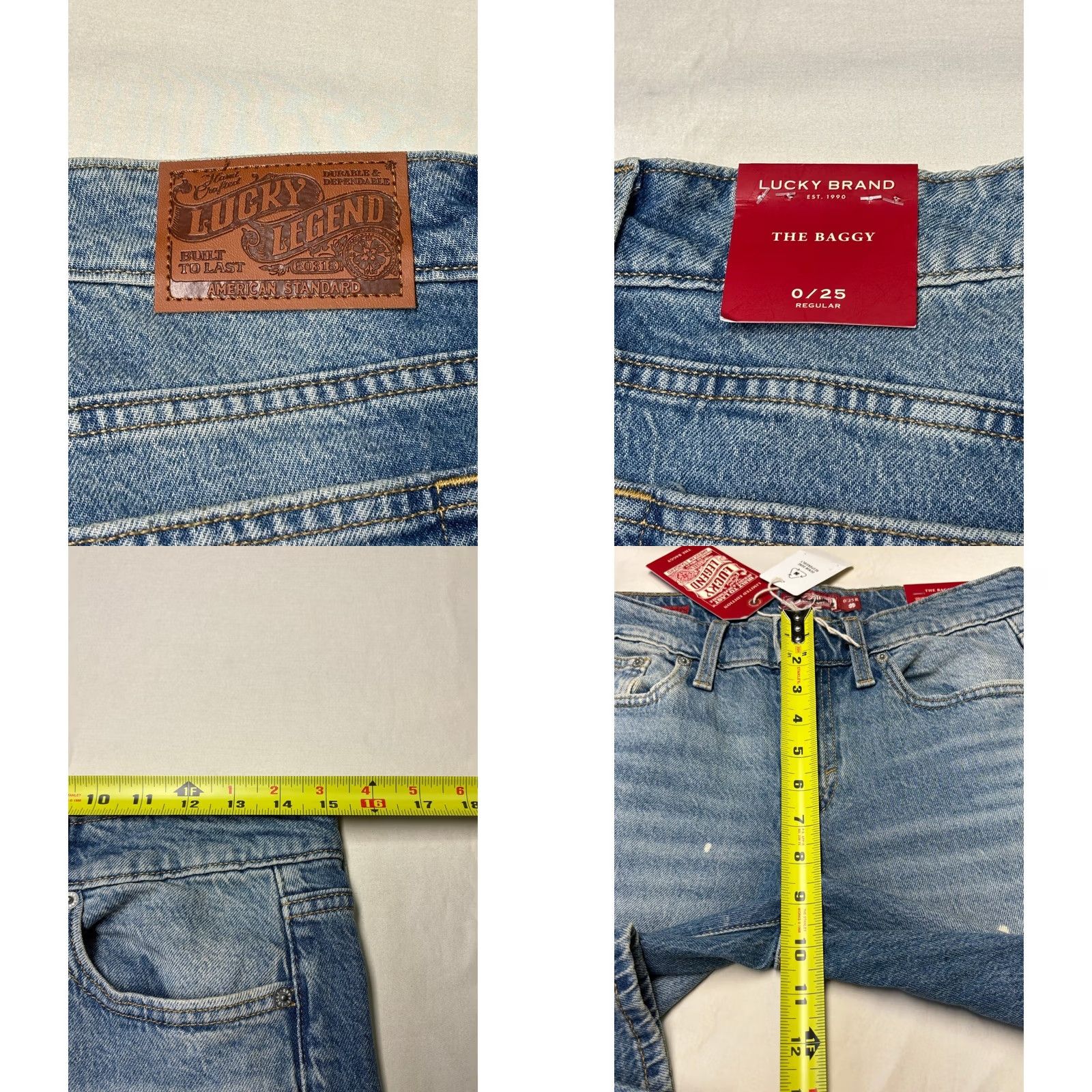 Lucky Brand NWT Lucky Brand Lucky Legend The Baggy Jeans Blue Paint Splatter 30 X 31.5 5-Pocket Wide-Leg Denim Womens Jeans Size 30" / US 8 / IT 44 - 9 Thumbnail