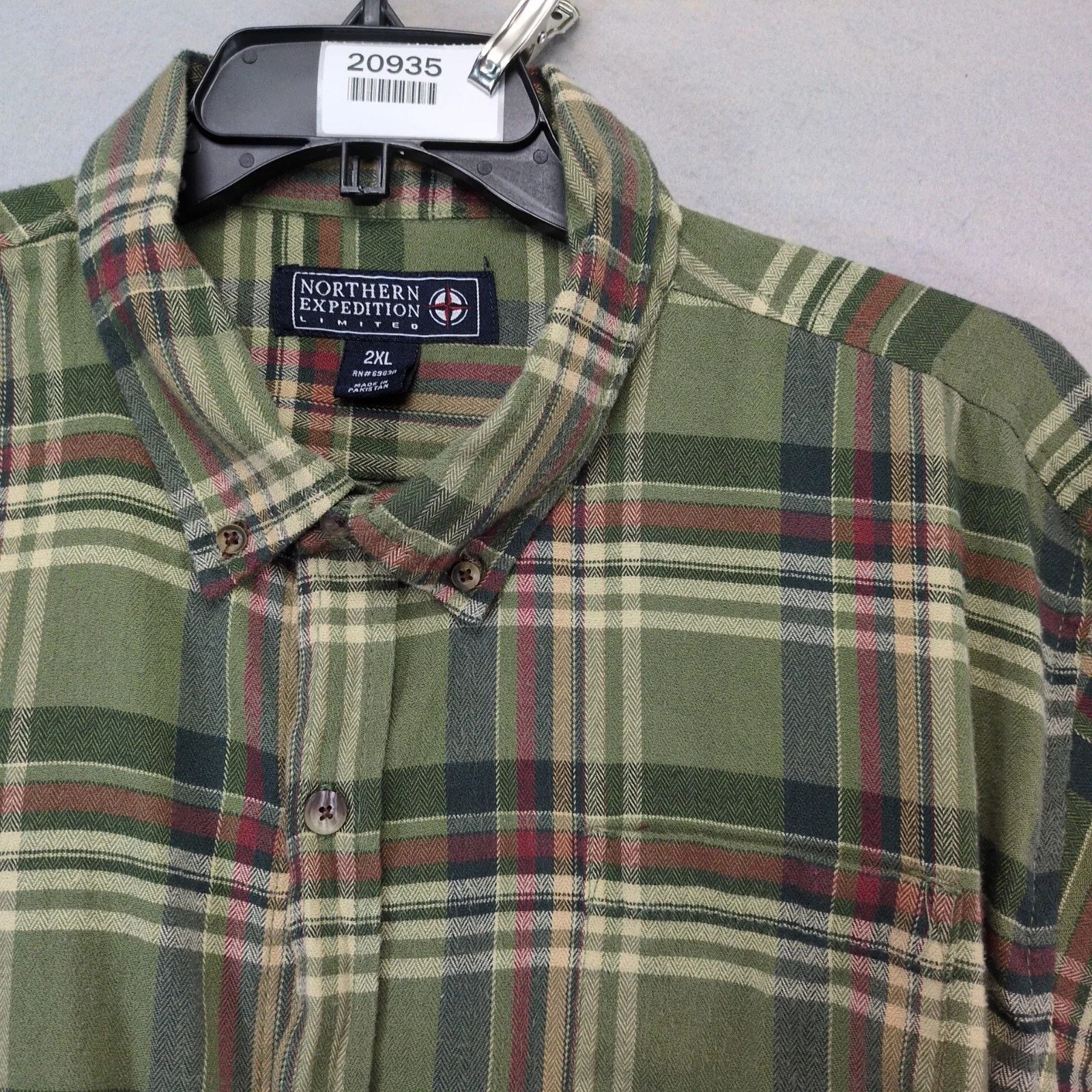 Vintage Northern Expedition Green Plaid Flannel Button Down Shirt Size US XXL / EU 58 / 5 - 9 Thumbnail