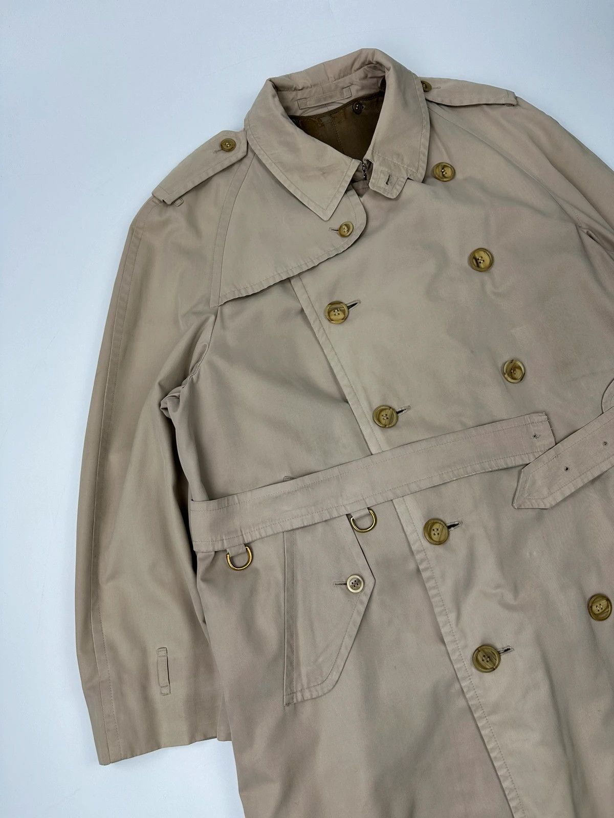 Burberry Burberrys 80’s Beige Trench Coat Jacket Double Breasted Size US L / EU 52-54 / 3 - 4 Thumbnail