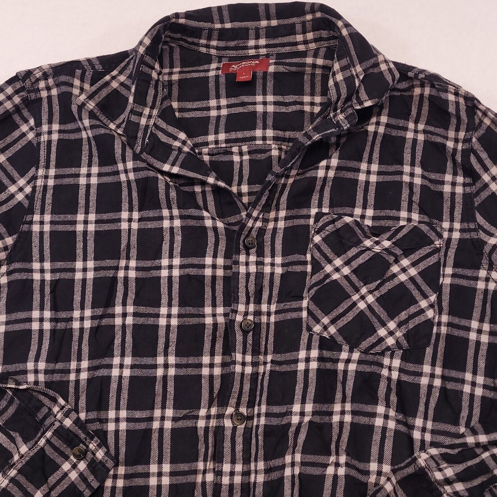 Arizona Jean Co. Arizona Jean Co Windowpane Flannel Shirt Womens Size L Black Size L / US 10 / IT 46 - 1 Thumbnail