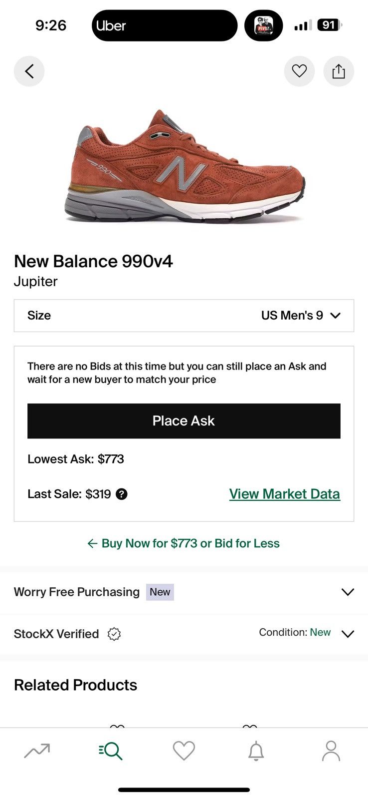 New Balance New Balance 990 v4 Jupiter Size US 9 / EU 42 - 7 Thumbnail
