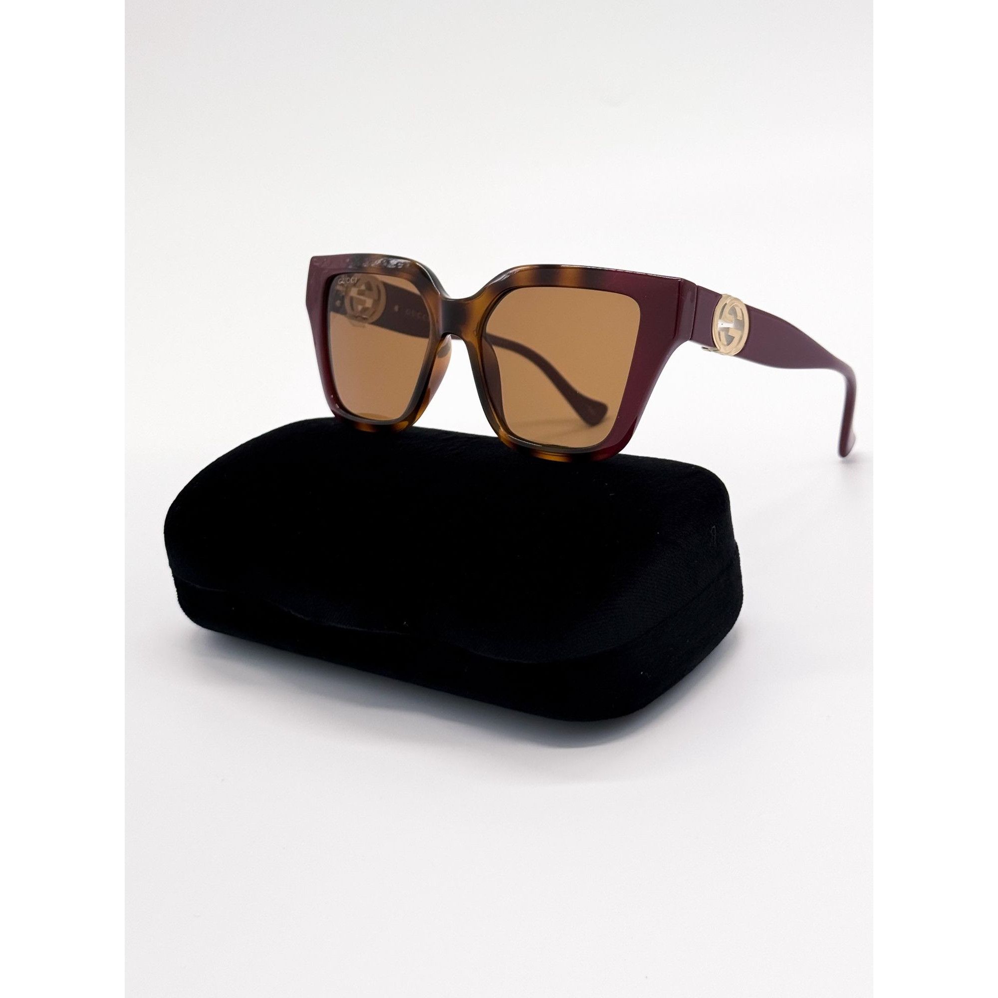 Gucci NEW GUCCI SUNGLASSES GG1023S 003 HAVANA/BURGUNDY WOMEN Size ONE SIZE - 1 Thumbnail