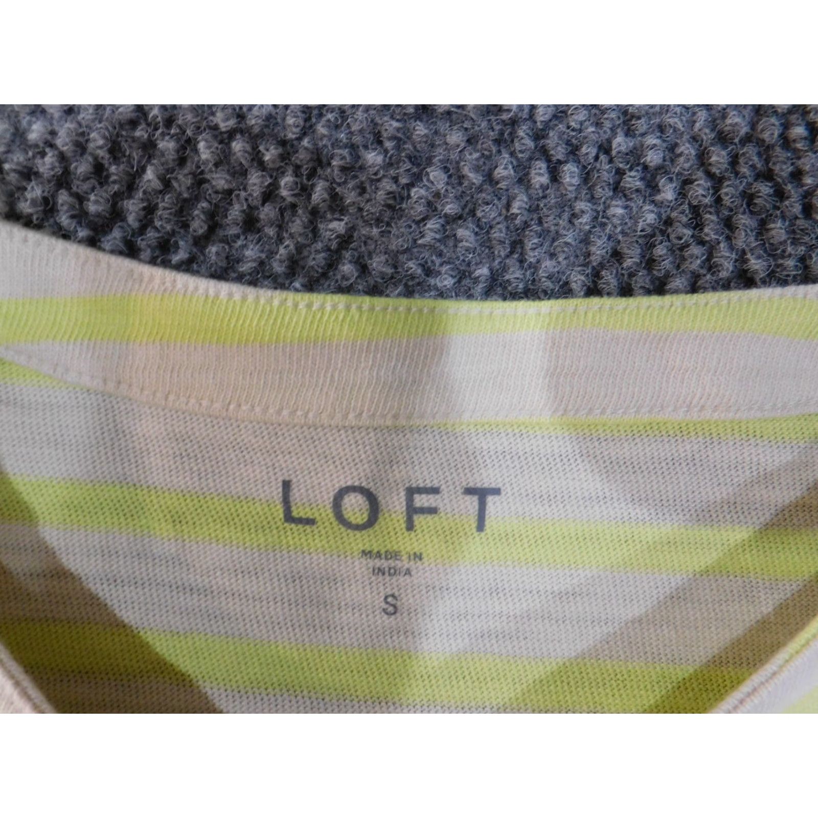 Ann Taylor Ann Taylor Loft Shirt Women's Small Green Striped Knit Pullover Round Neck Casual Long Sleeve Cotton Rayon Blouse Basics Continuous Stretch Size S / US 4 / IT 40 - 5 Thumbnail