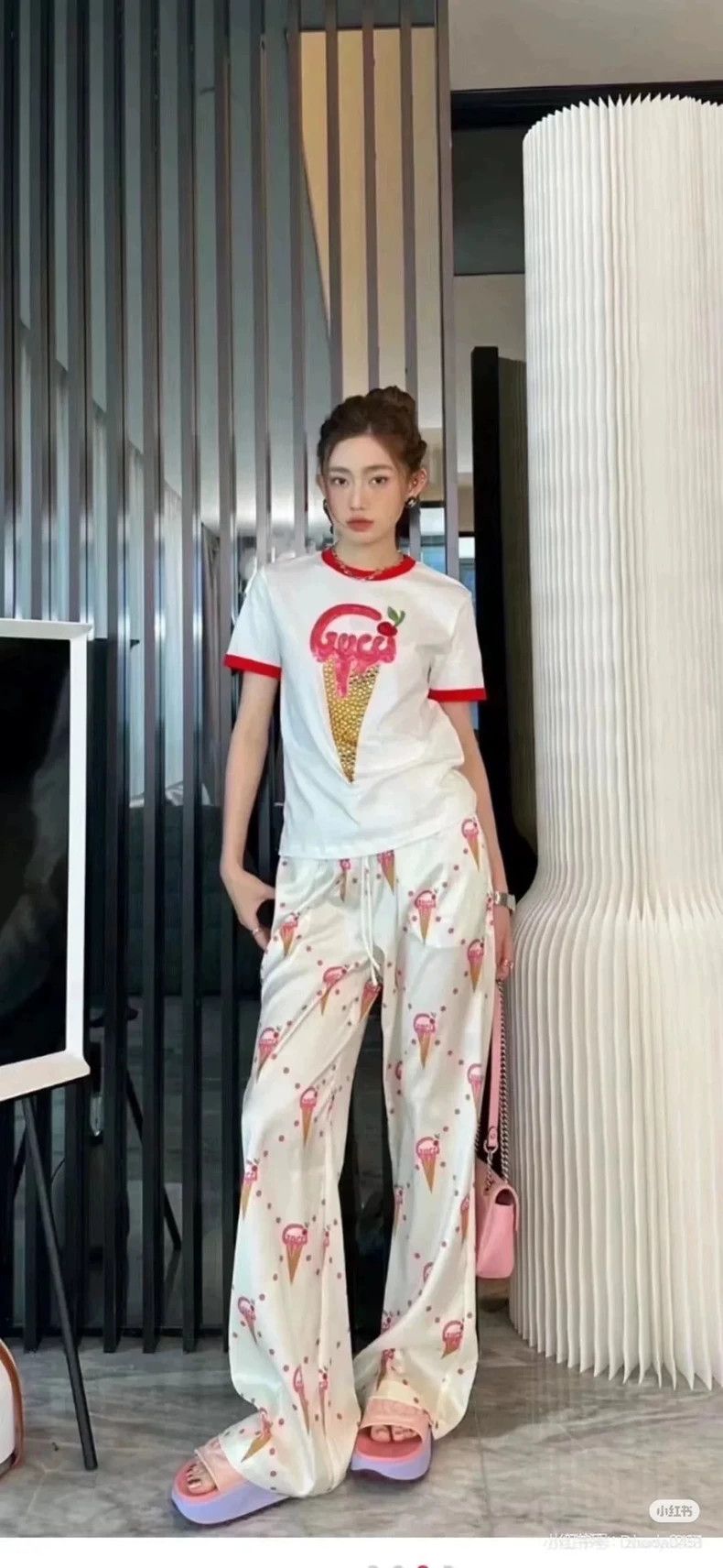 Gucci Gucci Size M Full-print ice cream pattern silk trousers 250 Size 42" / US 20 - 3 Thumbnail