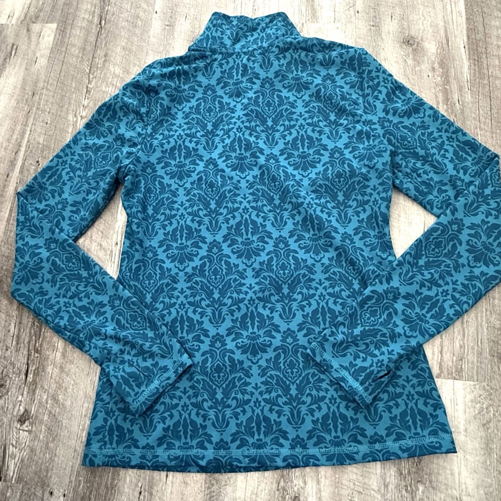 Eddie Bauer Eddie Bauer Womens Medium Teal Floral Top Pullover Activewear Stretch 1/4 Zip Size M / US 6-8 / IT 42-44 - 5 Thumbnail