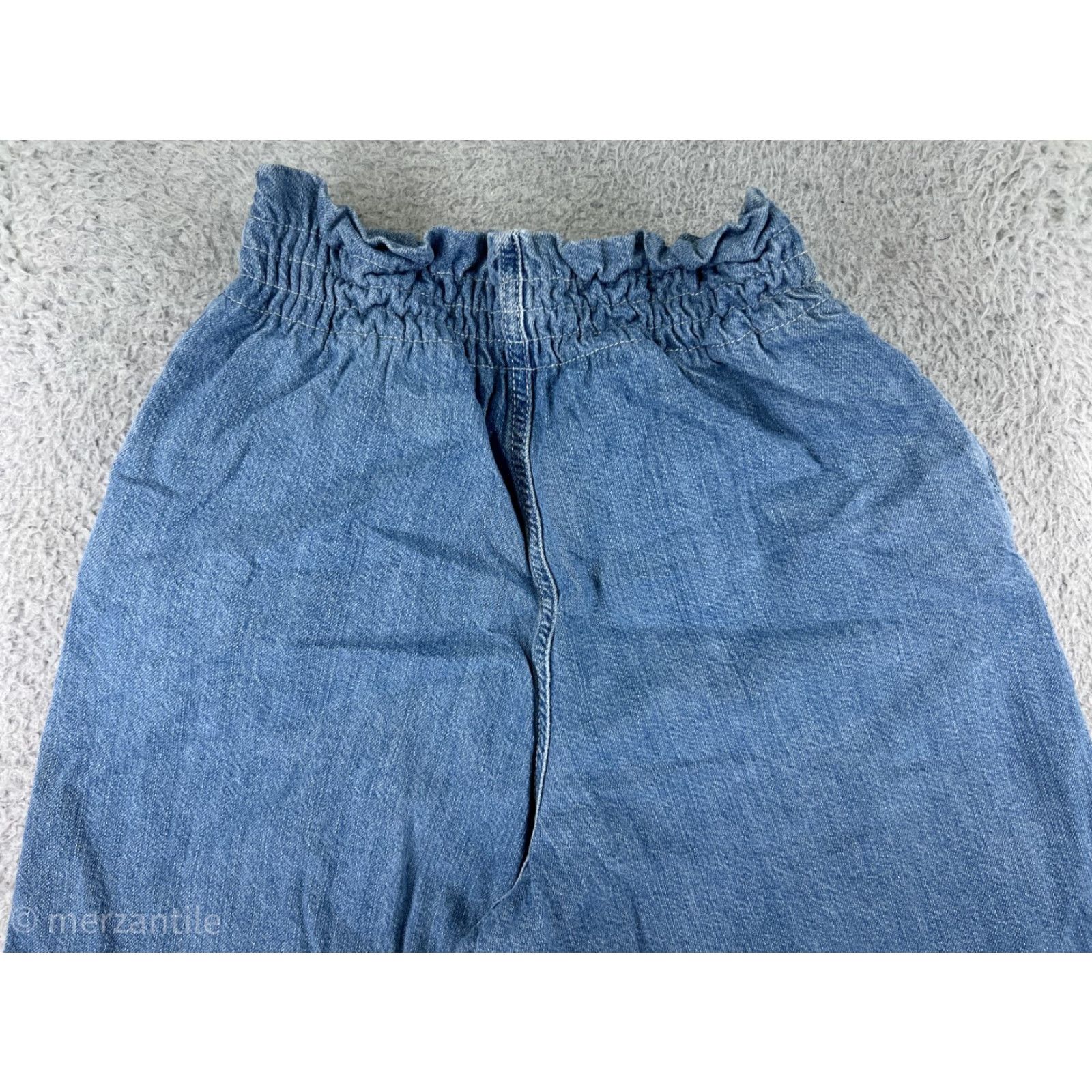 Topshop Top Shop Jeans Womens 25 Blue Denim Moto Wide-Leg Capri Elastic Waist Cott Size 4XL / US 24-26 - 3 Thumbnail