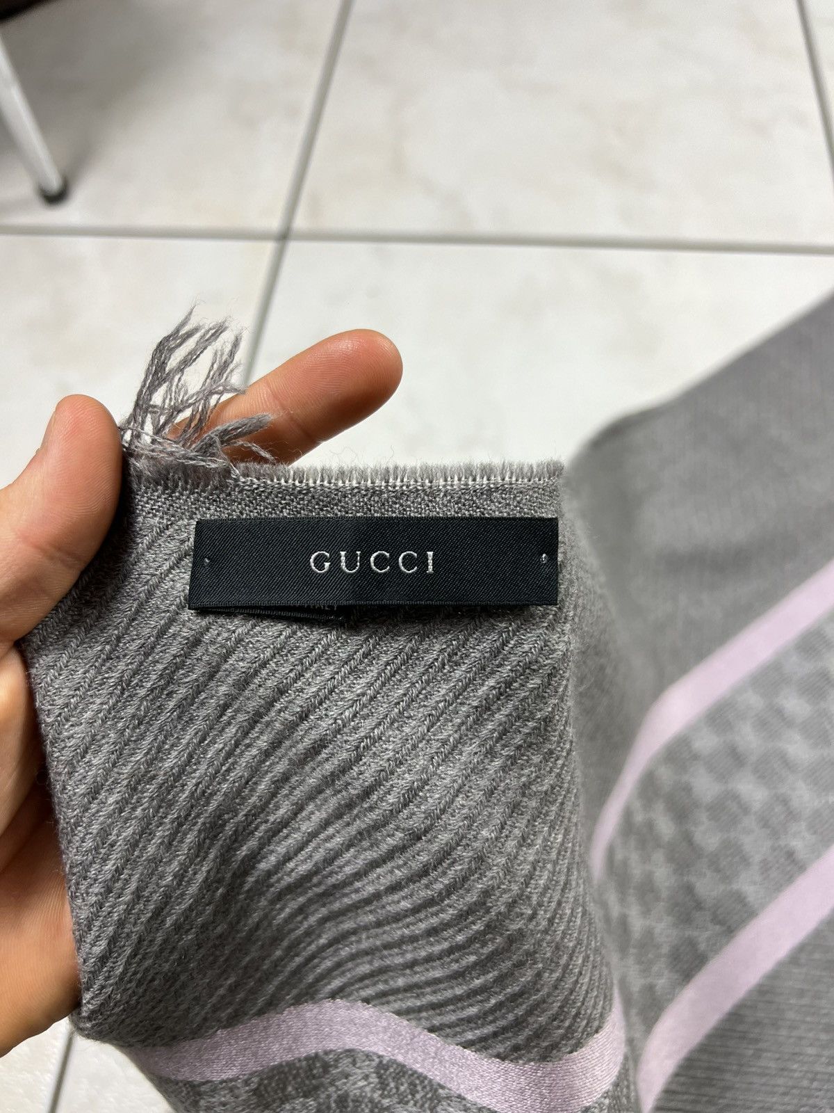 Gucci Gucci Tom Ford wool silk muffler scarf monogram stripe logo Size ONE SIZE - 13 Thumbnail