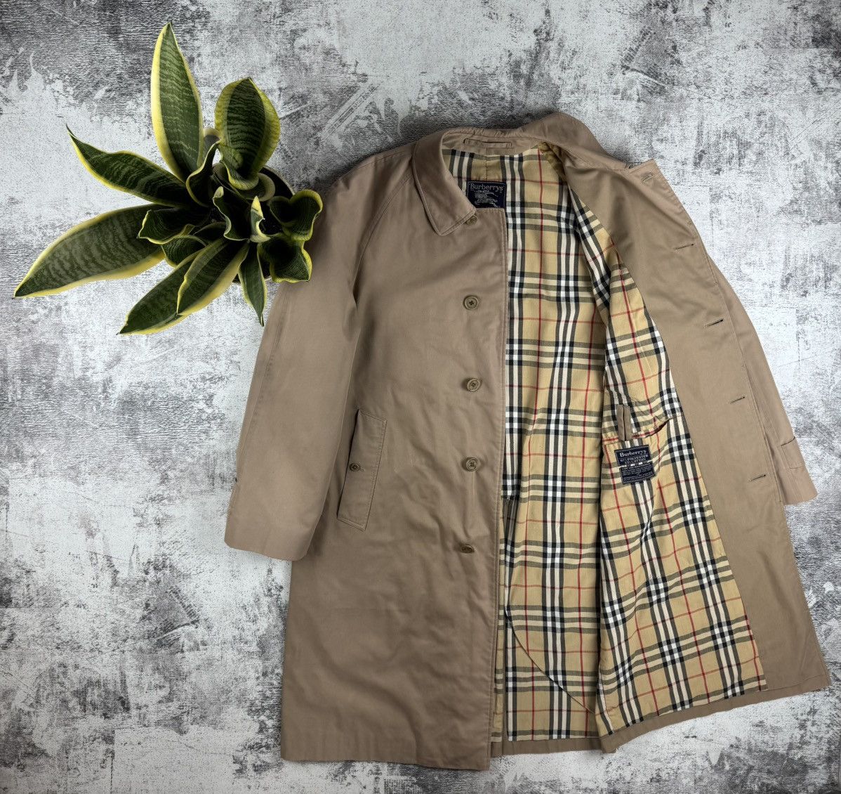 Burberry Burberrys 52 Large Nova Check 90S Trench Coat Jacket Blazer Size US L / EU 52-54 / 3 - 1 Thumbnail