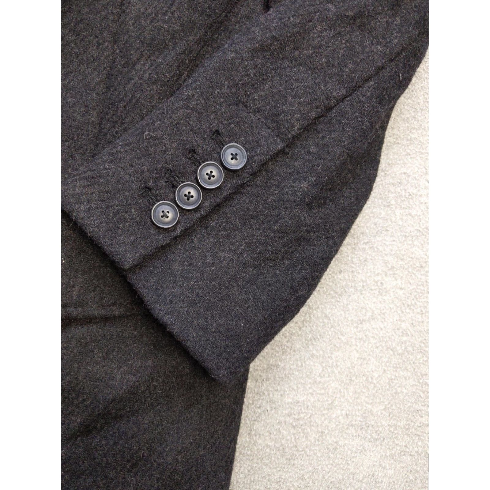 Merona Merona Coat Mens Medium Black Wool Blend Overcoat Three-Button Front Formal Jacket Long Notch Lapel Wool, Polyester, Satin Lining M Mens Size US M / EU 48-50 / 2 - 2 Thumbnail