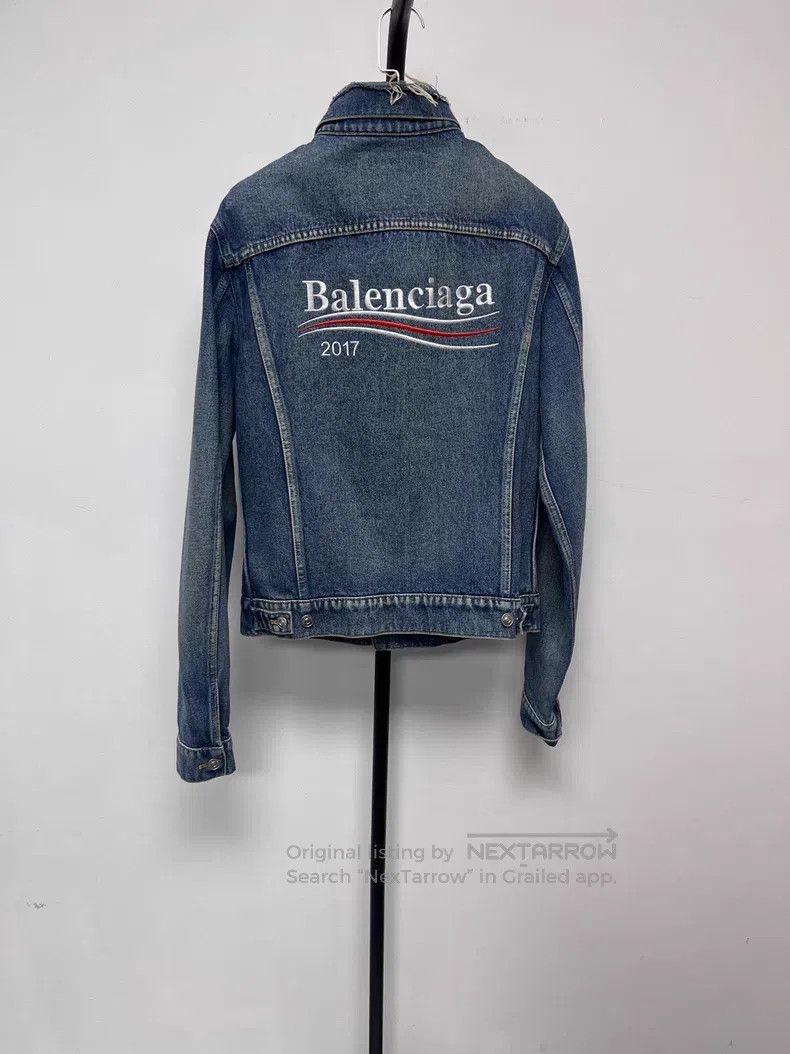 Balenciaga Distressed Collar Coke Denim Jacket