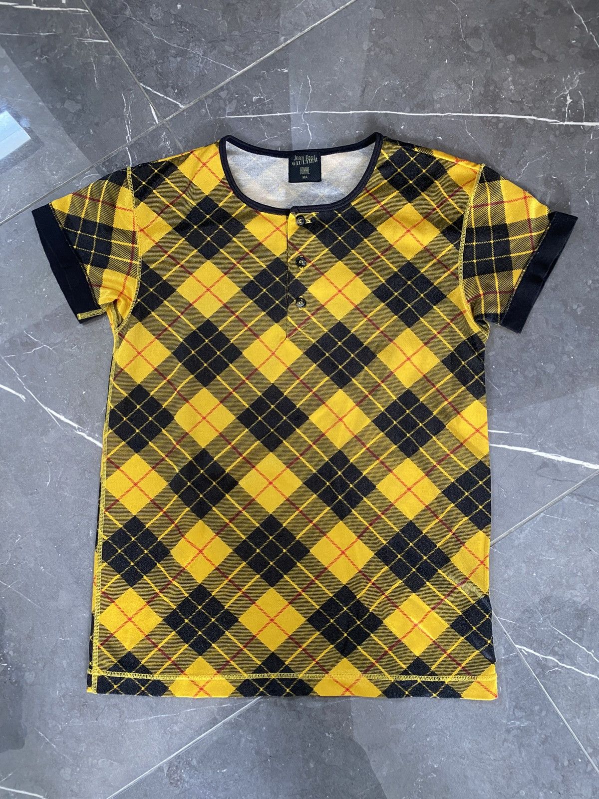Jean Paul Gaultier Jeanpaulgaultier mesh plaid yellow shirt Size M / US 6-8 / IT 42-44 - 1 Thumbnail