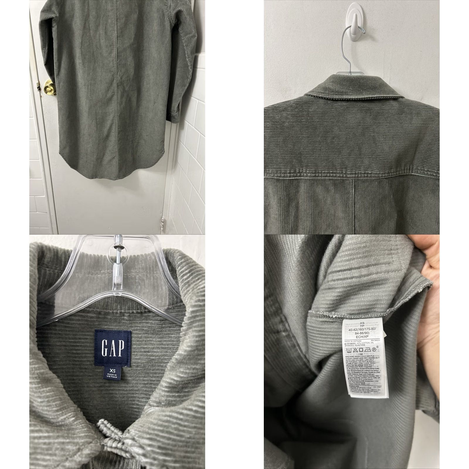 Gap VINTAGE Gap Corduroy Shirt Jacket Womens XS Sage Green Longline Dress Shacket Pockets Size XS / US 0-2 / IT 36-38 - 8 Thumbnail