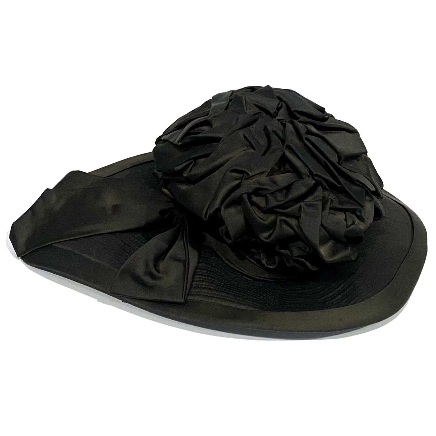 Vintage VINTAGE Charo Hat 1950s Women’s Dark Green Satin Bow Size ONE SIZE - 3 Thumbnail