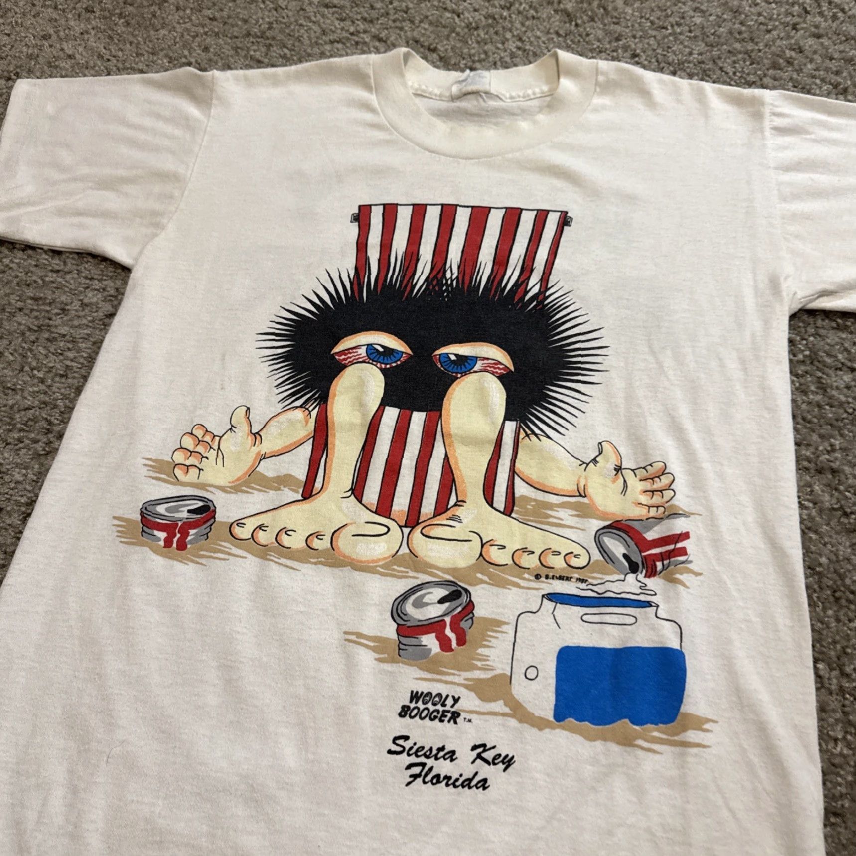 Vintage VINTAGE Wooly Booger 1988 Siesta Key Funny Beach Cartoon T-Shirt Medium Mens White Size US M / EU 48-50 / 2 - 4 Thumbnail