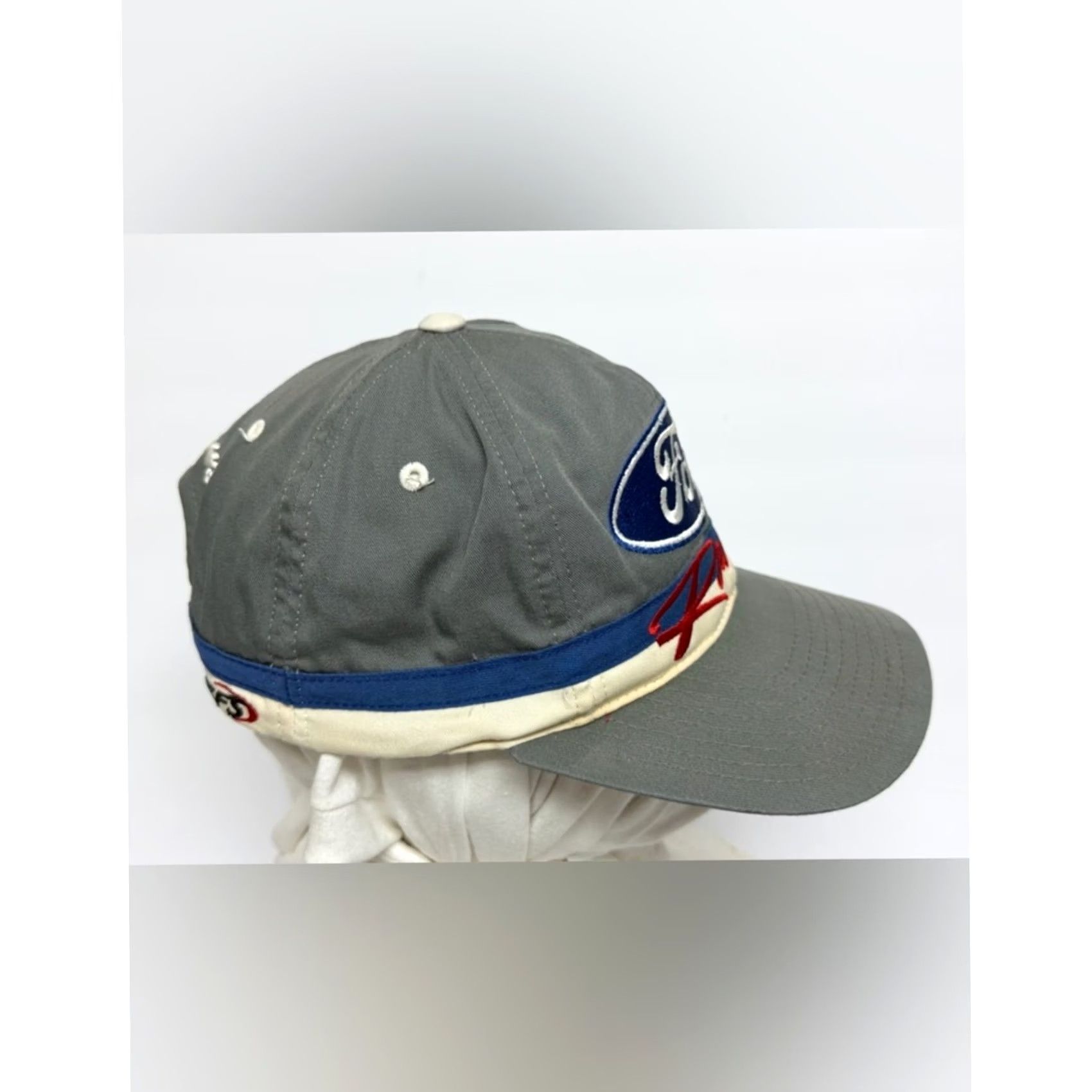 Ford VINTAGE Ford Racing Snapback Hat Taurus Nascar Checkered Flag Hat Mens One Size Silver Baseball Cap Hat Size ONE SIZE - 3 Thumbnail