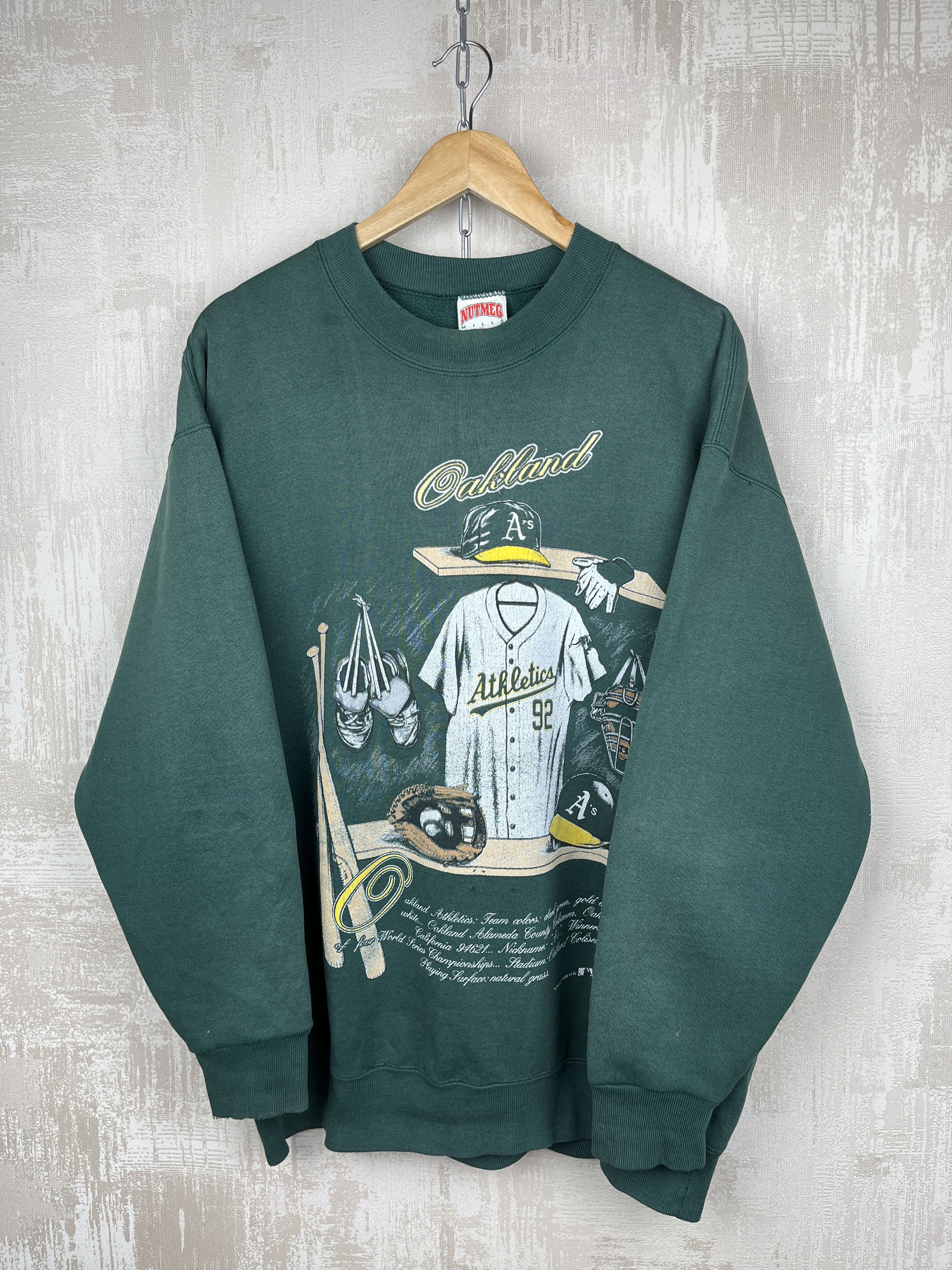 Nutmeg 90's Oakland Athletics A's MBL Nutmeg Vintage Sweatshirt Size US XL / EU 56 / 4 - 12 Thumbnail
