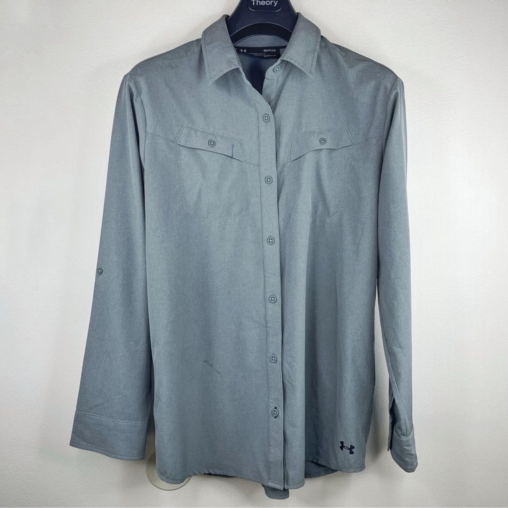 Under Armour NWOT UNDER ARMOUR HEATGEAR Women’s Grey Aqua Light Shirt S Size S / US 4 / IT 40 - 3 Thumbnail
