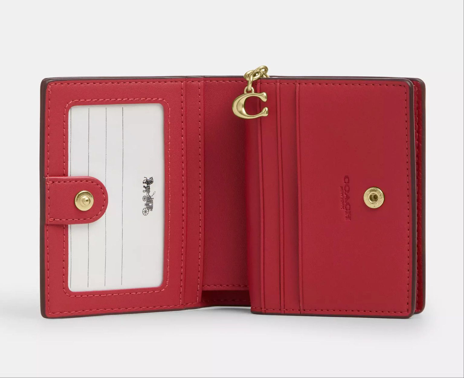 Coach Snap Wallet C2862 Gold/True Red Size ONE SIZE - 9 Thumbnail