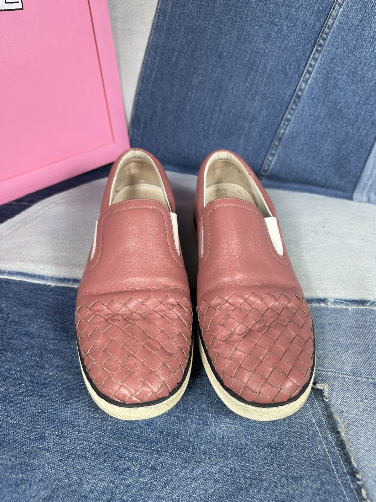 Bottega Veneta Bottega Veneta Intrecciato Slip-On Sneakers Pink Size US 8.5 / IT 38.5 - 7 Thumbnail