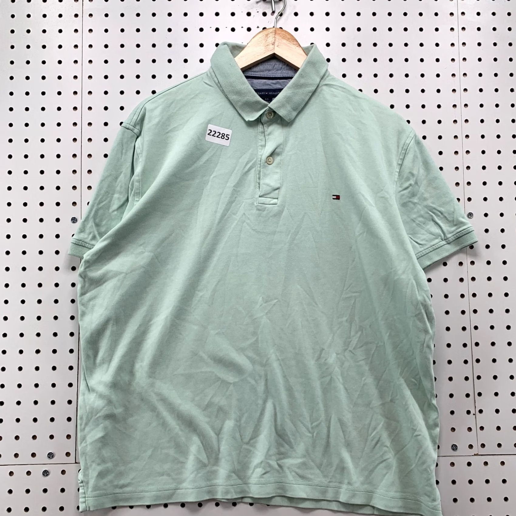 Tommy Hilfiger Tommy Hilfiger Polo Shirt Collared Mint Green Mens Large Casual Custom Fit Size US L / EU 52-54 / 3 - 2 Thumbnail