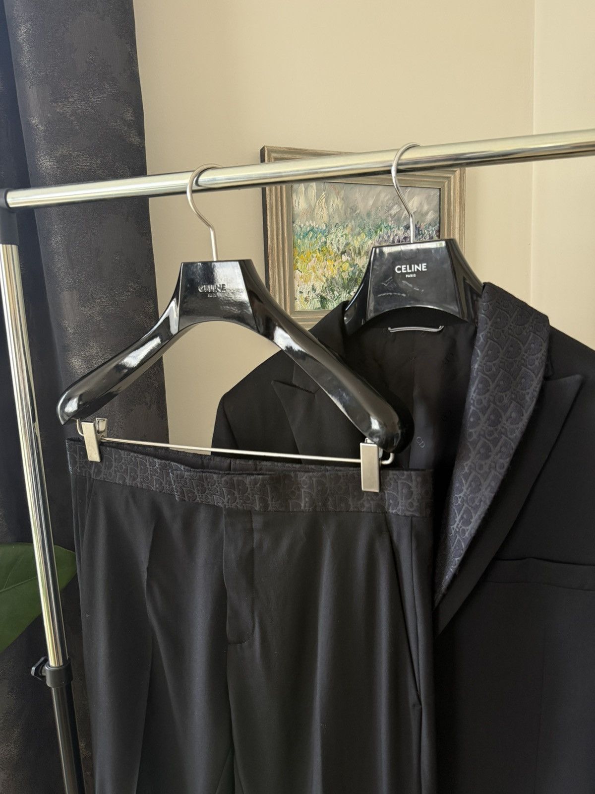 Dior DIOR OBLIQUE SUIT BLACK VIRIGIN WOOL & SILK INTERIOR Size 48L - 3 Thumbnail