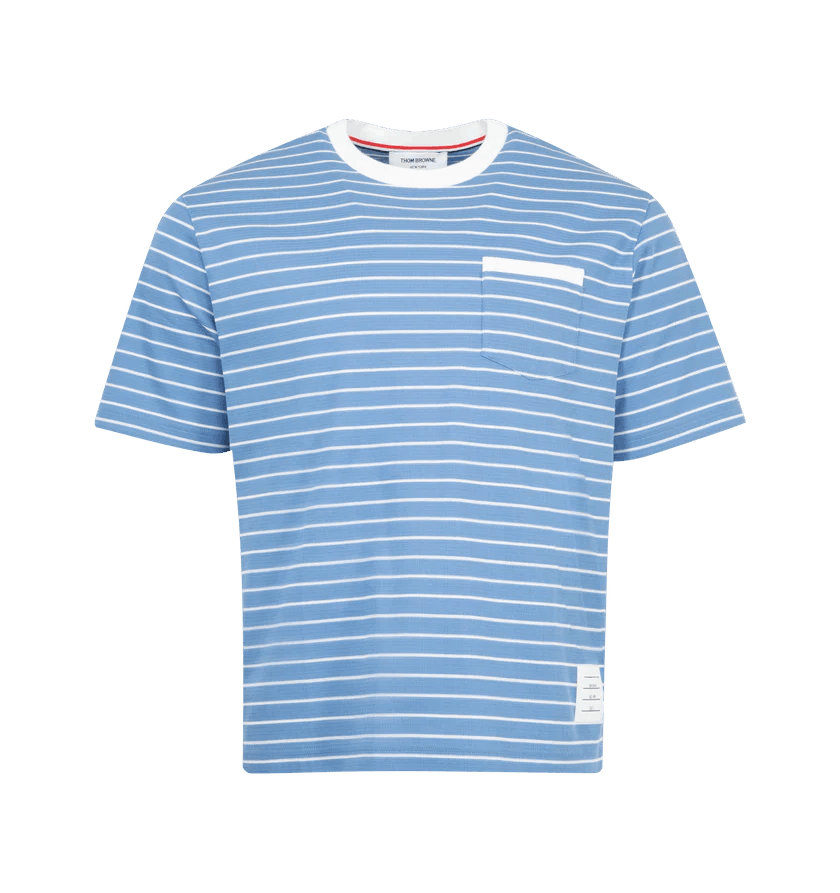 Thom Browne o1h1sh11225 Milano Pocket Tee in Blue/White Size US XXL / EU 58 / 5 - 1 Thumbnail