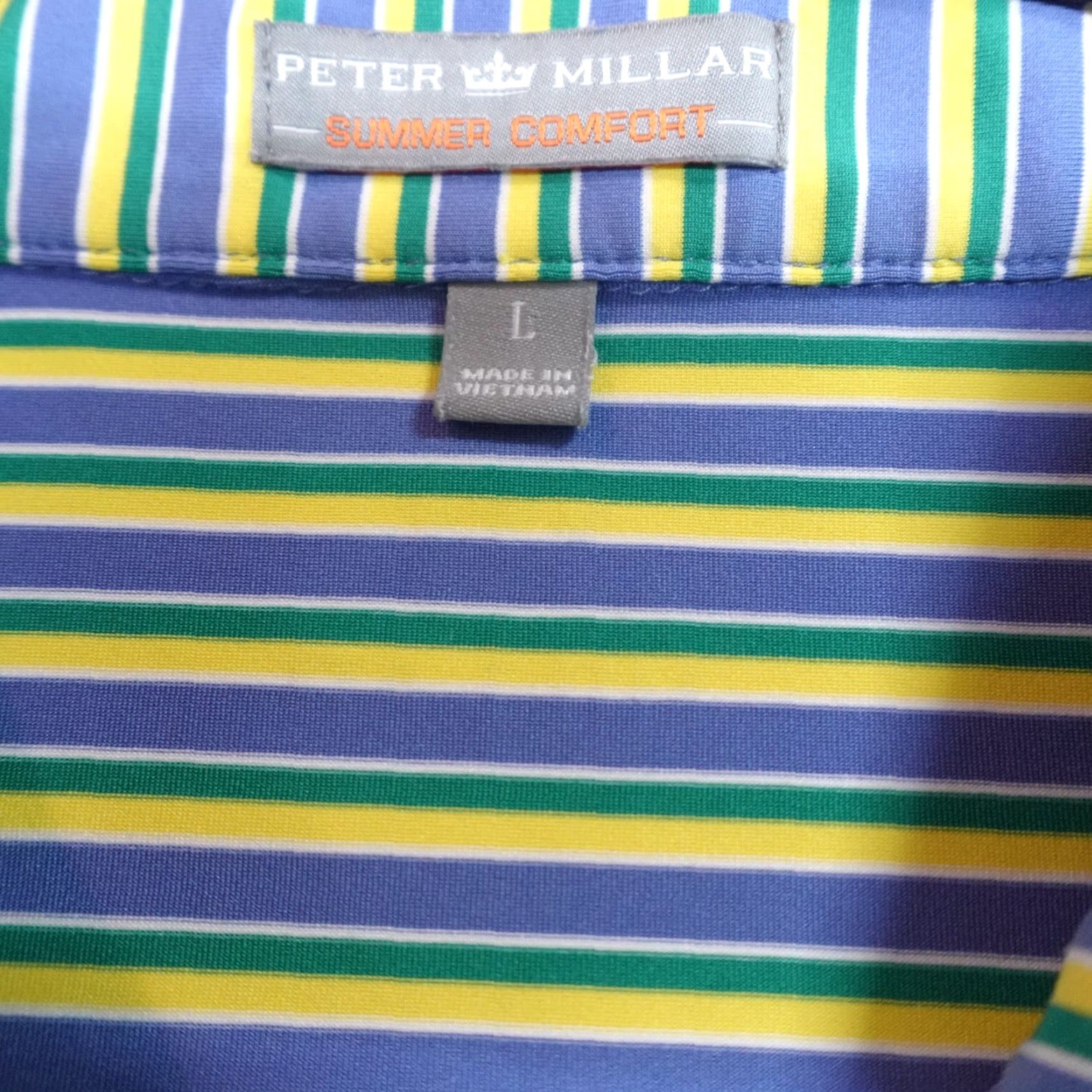 Peter Millar Peter Millar Polo Shirt L Blue Striped QM Cup Syracuse Mens Golf Summer Comfort Embroidered Short Sleeve Size US L / EU 52-54 / 3 - 4 Thumbnail