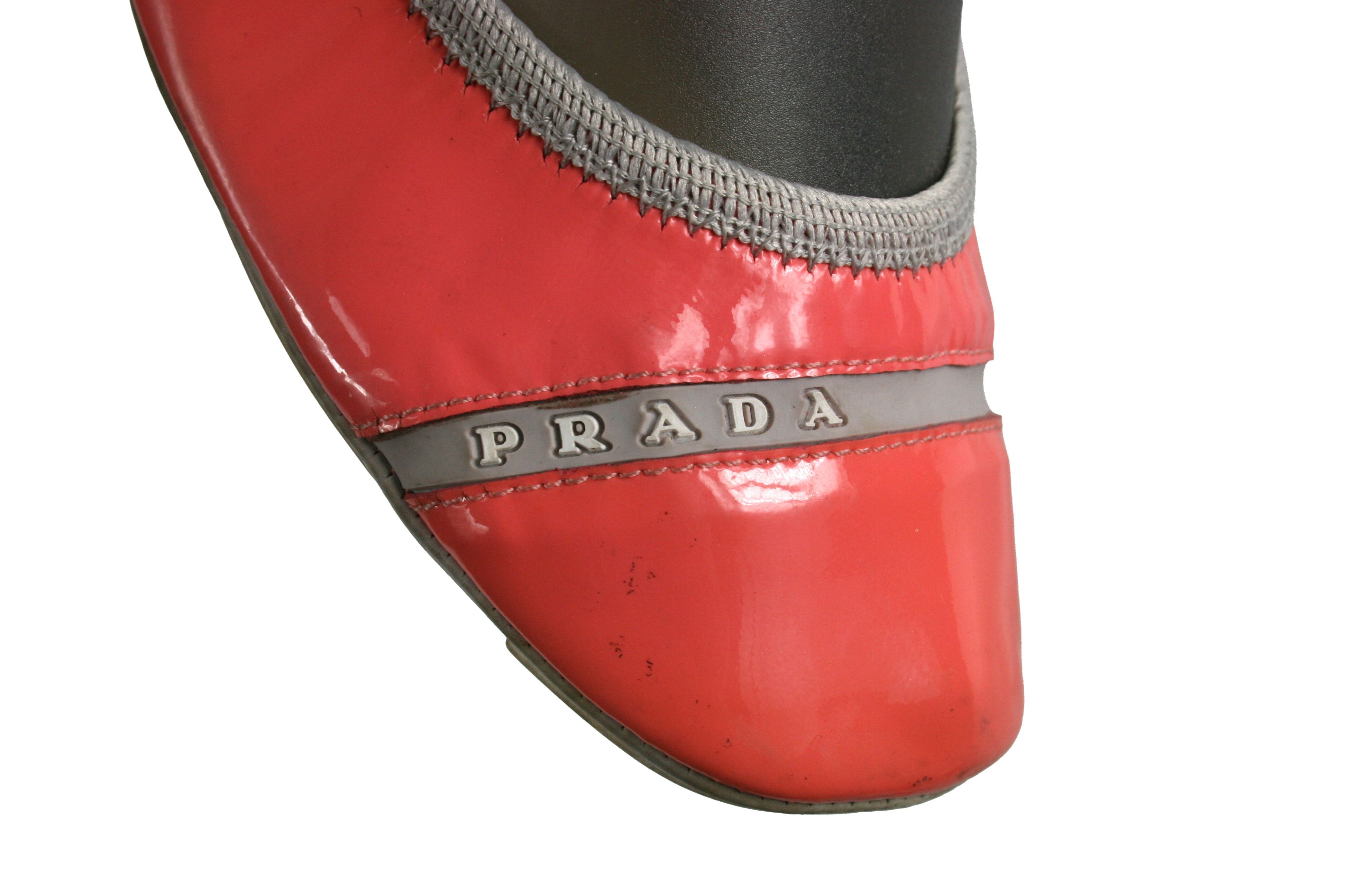 Prada 00S Logo Y2K Stretch Ballerinas Patent Leather Vintage Size US 7.5 / IT 37.5 - 8 Thumbnail