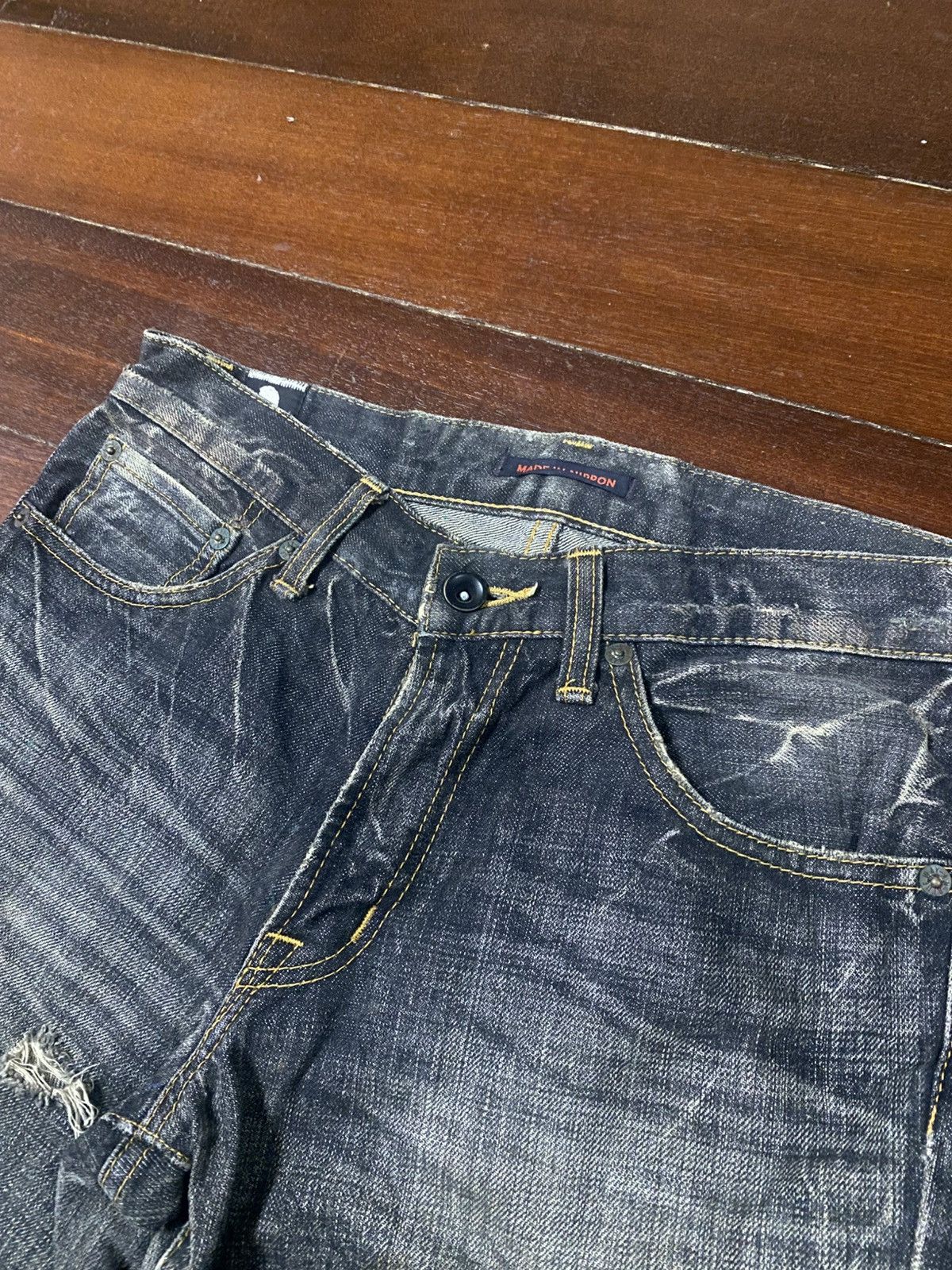 If Six Was Nine Fire BLUEWAY flare distressed mud wash dirty jeans Size US 31 - 8 Thumbnail