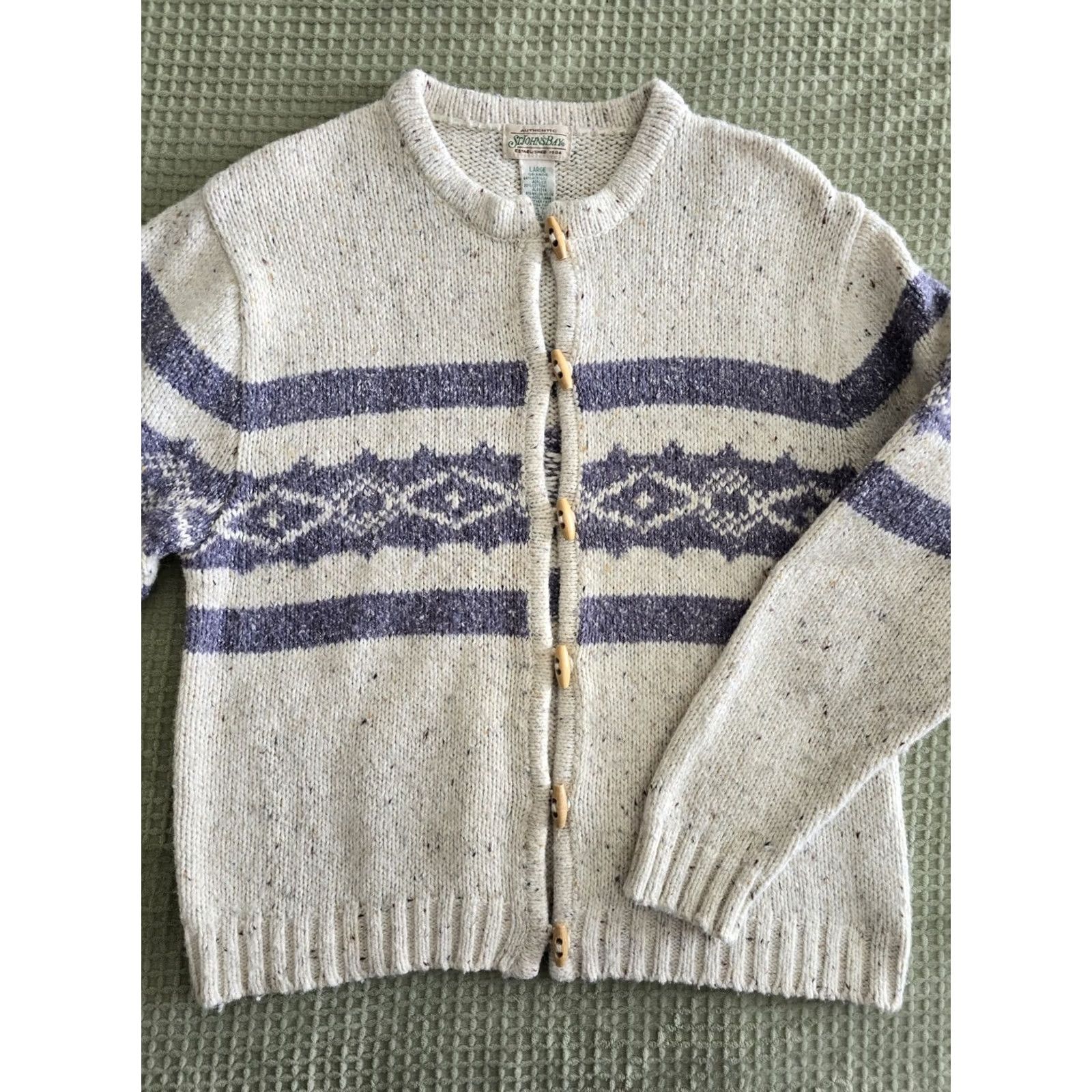 Vintage VTG St. Johns Bay Cardigan Sweater Cottagecore Wood Toggle Button Cream XS? Size L / US 10 / IT 46 - 2 Thumbnail