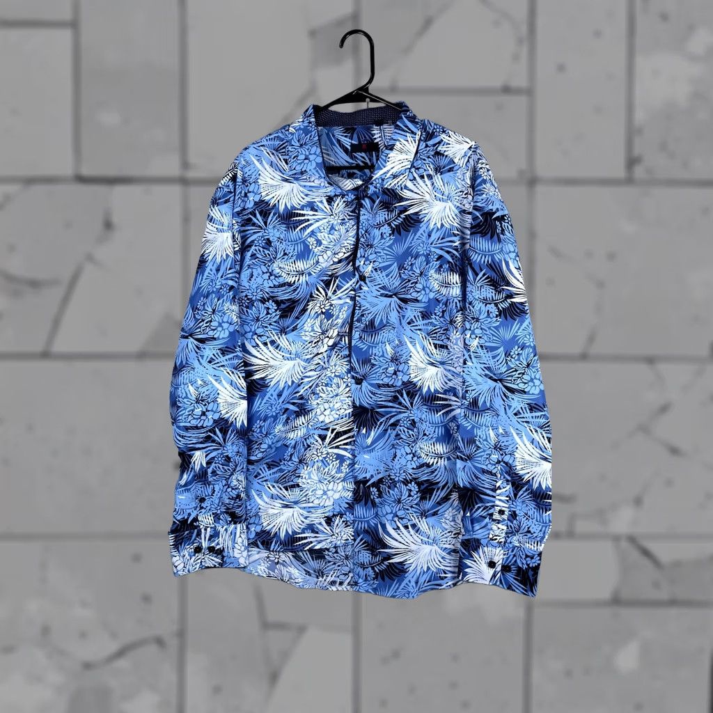 Vintage DC Collection Blue Tropical Floral Long Sleeve Button Up Shirt Mens Big 3XL Size US XXL / EU 58 / 5 - 1 Thumbnail